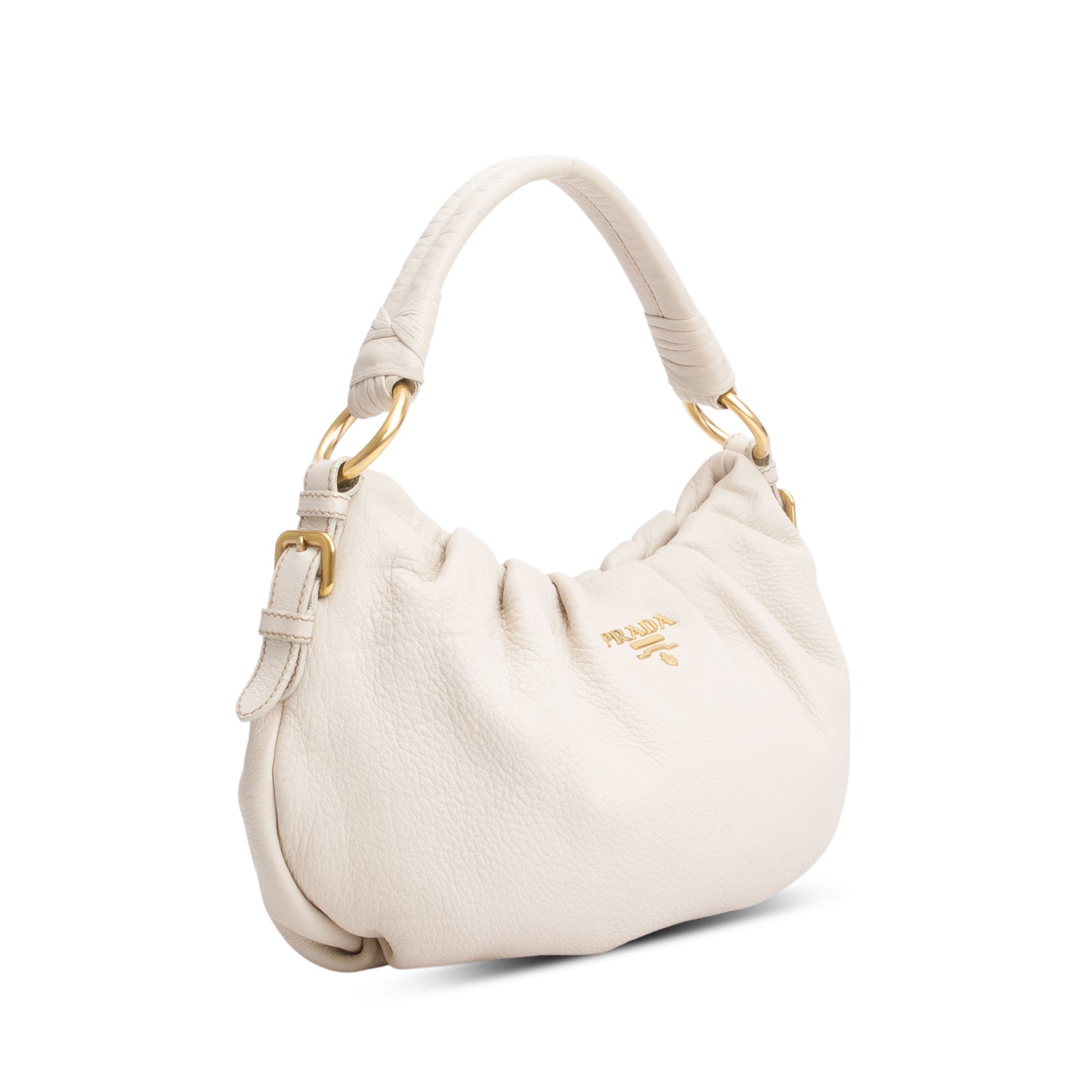 Prada Beige Cervo Pleats Small Shoulder Bag