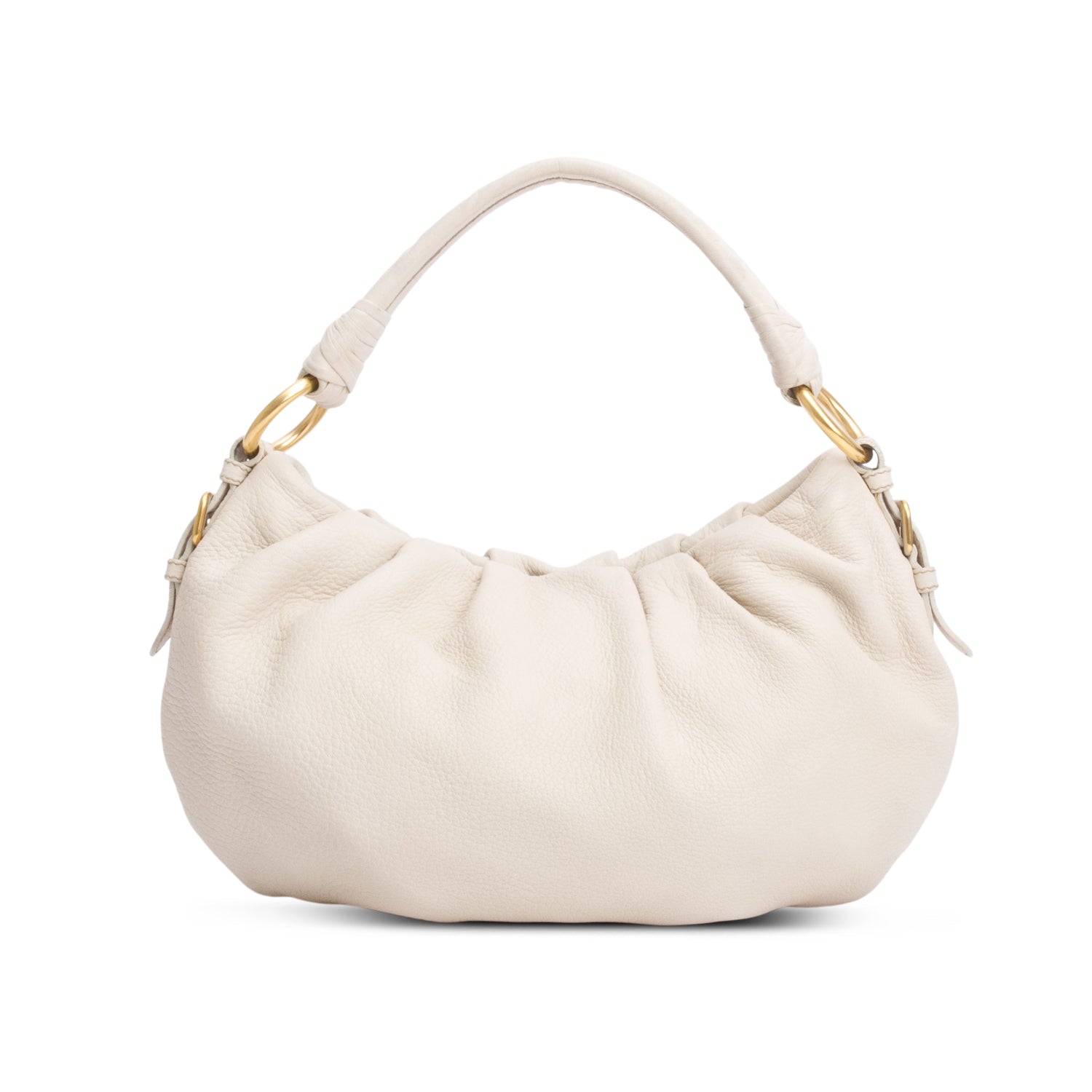 Prada Beige Cervo Pleats Small Shoulder Bag