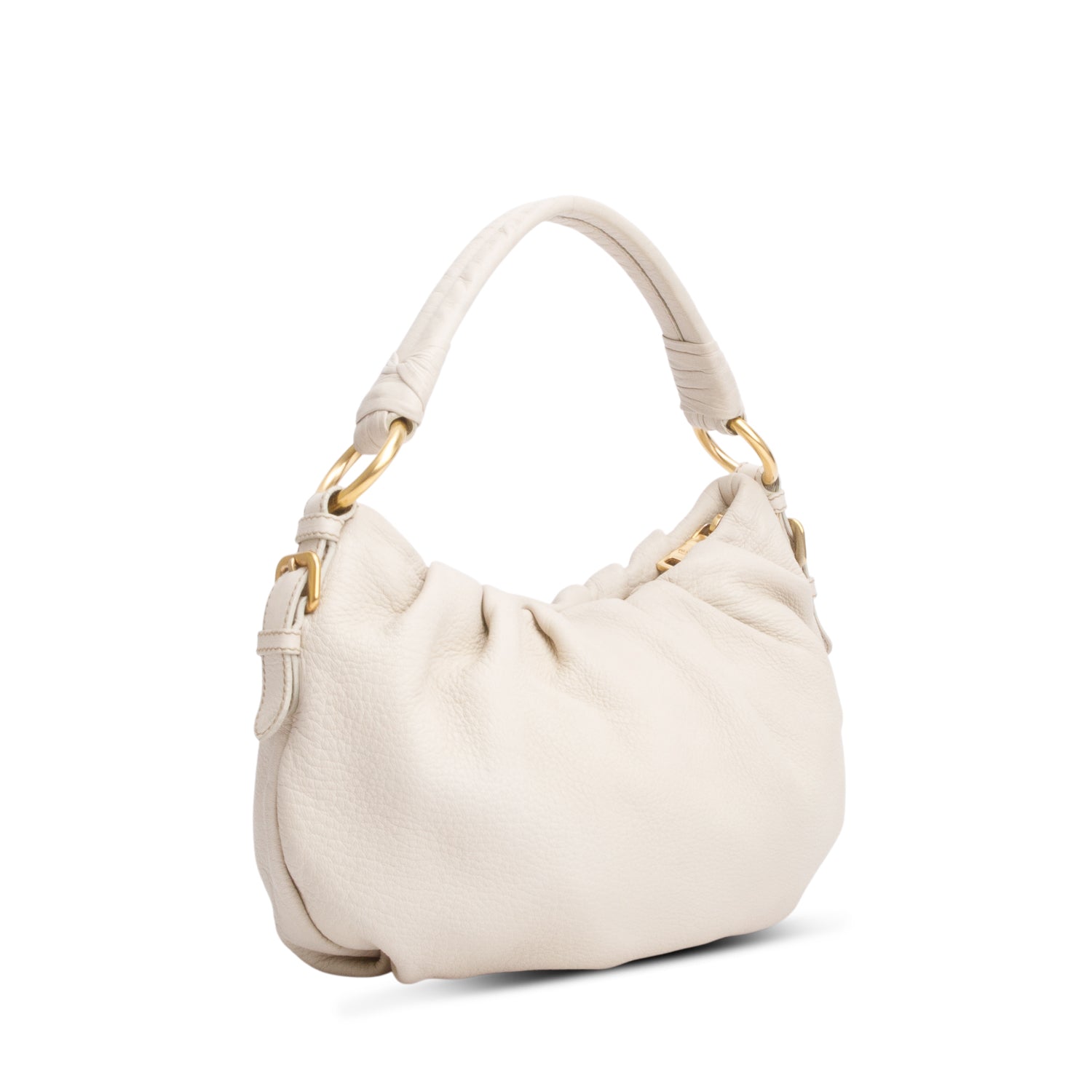 Prada Beige Cervo Pleats Small Shoulder Bag