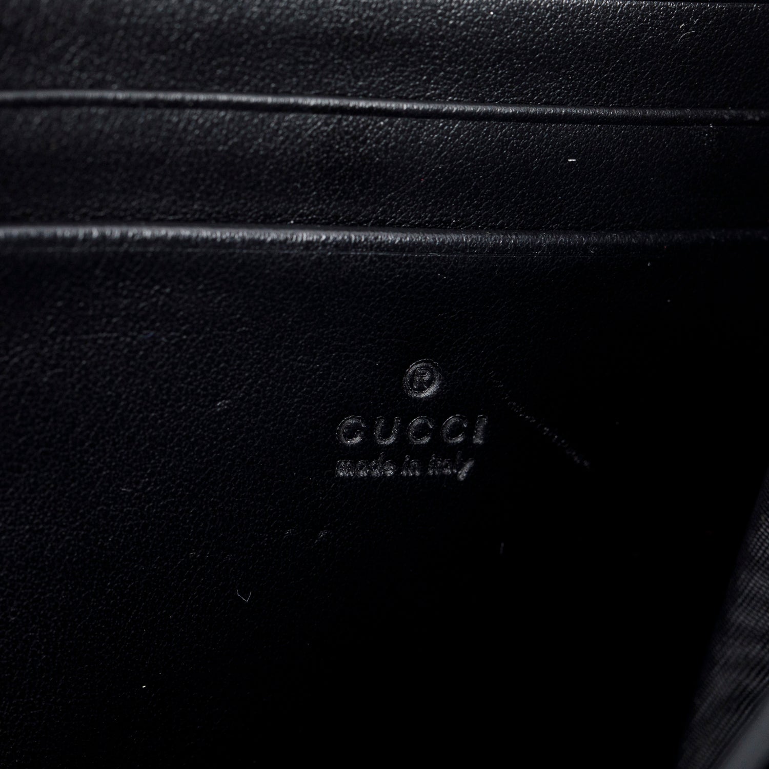 Gucci Black Calfskin Matelasse GG Marmont Chain Wallet w/ Box