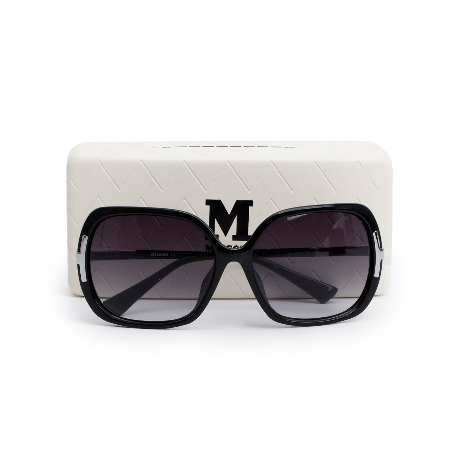 Missoni MM50401 Black Acetate Oversized Sunglasses w/ Case