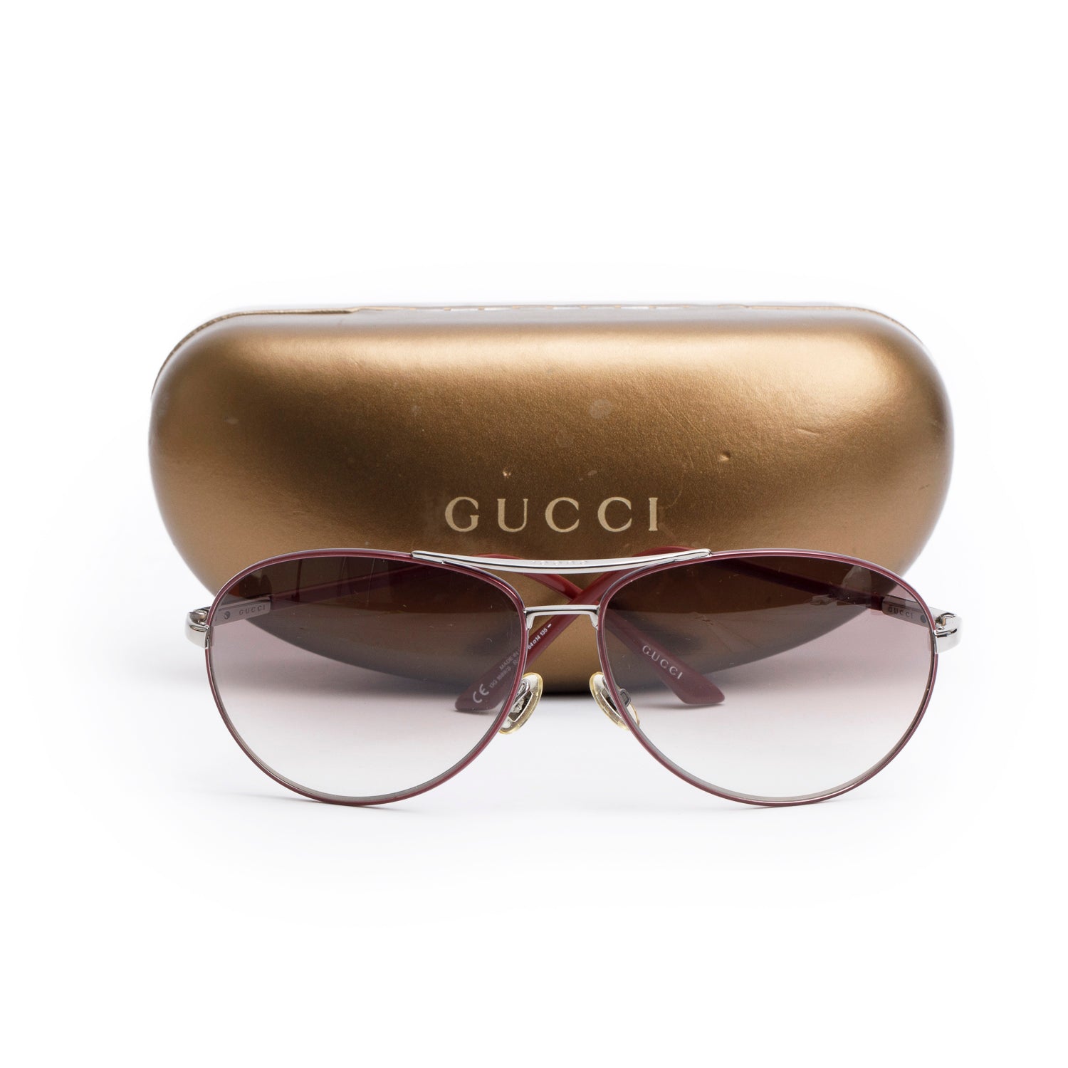 Gucci GG1689/S Red Aviator Sunglasses w/ Case