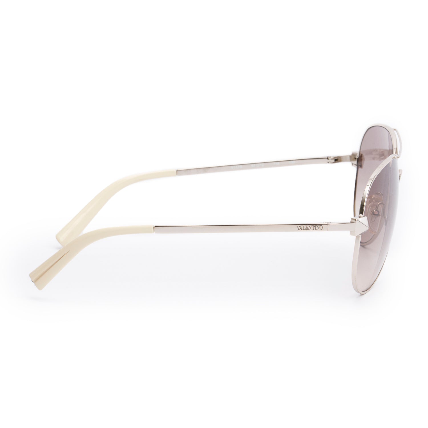Valentino V117S Cream Rockstud Accent Aviator Sunglasses w/ Box & Case