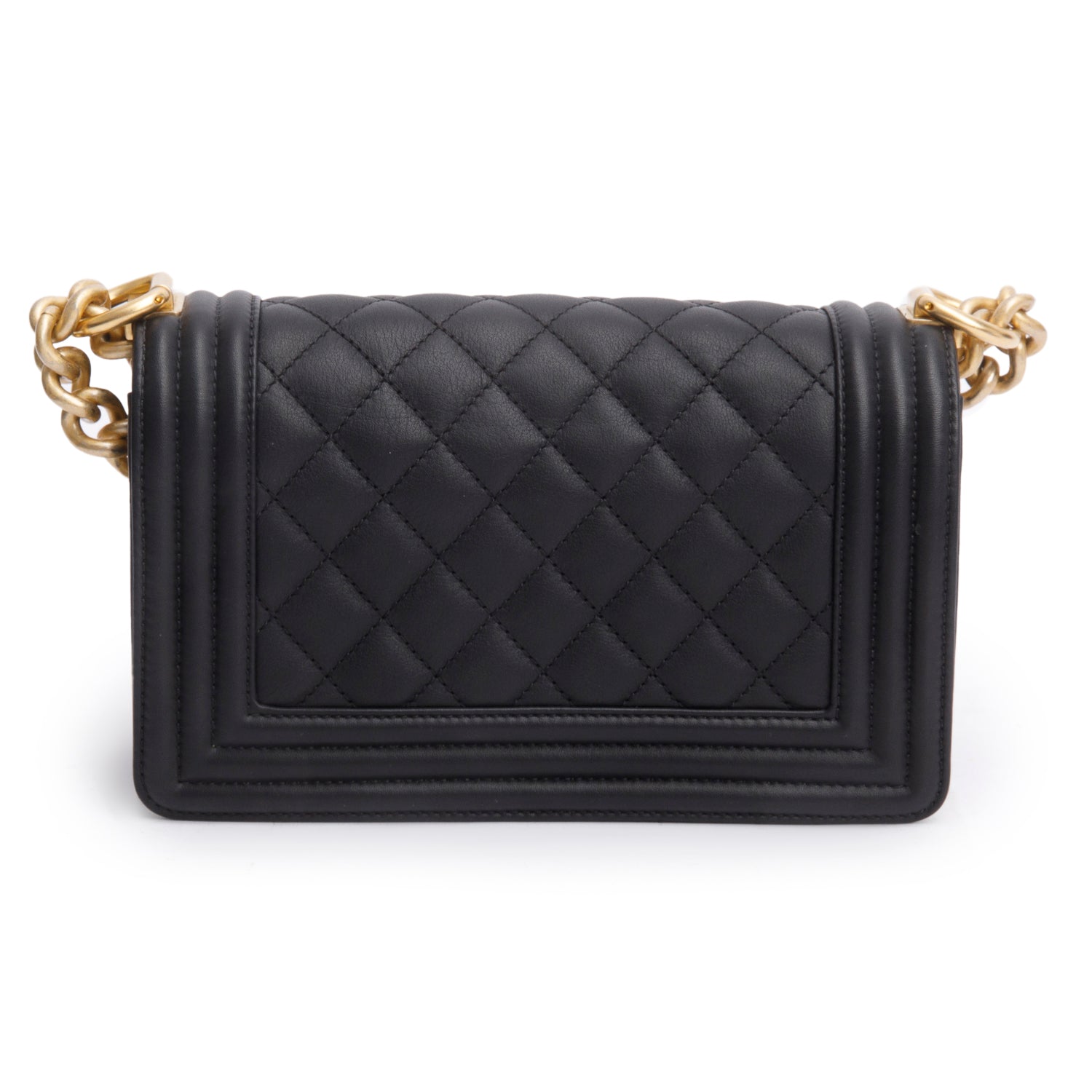 Chanel 2021 Black Quilted Lambskin Leather Small Boy Bag w/ Box, Receipt and Authenticity Card