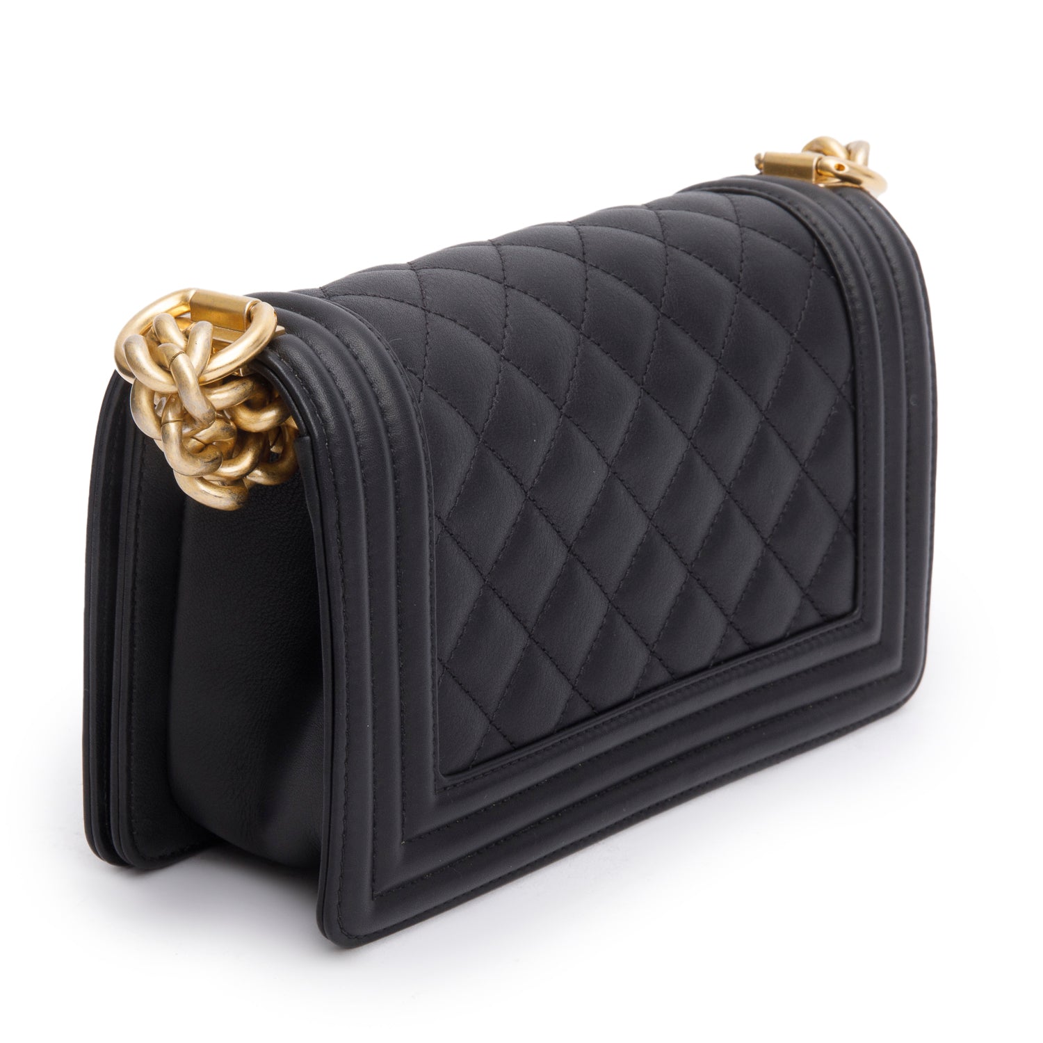 Chanel 2021 Black Quilted Lambskin Leather Small Boy Bag w/ Box, Receipt and Authenticity Card