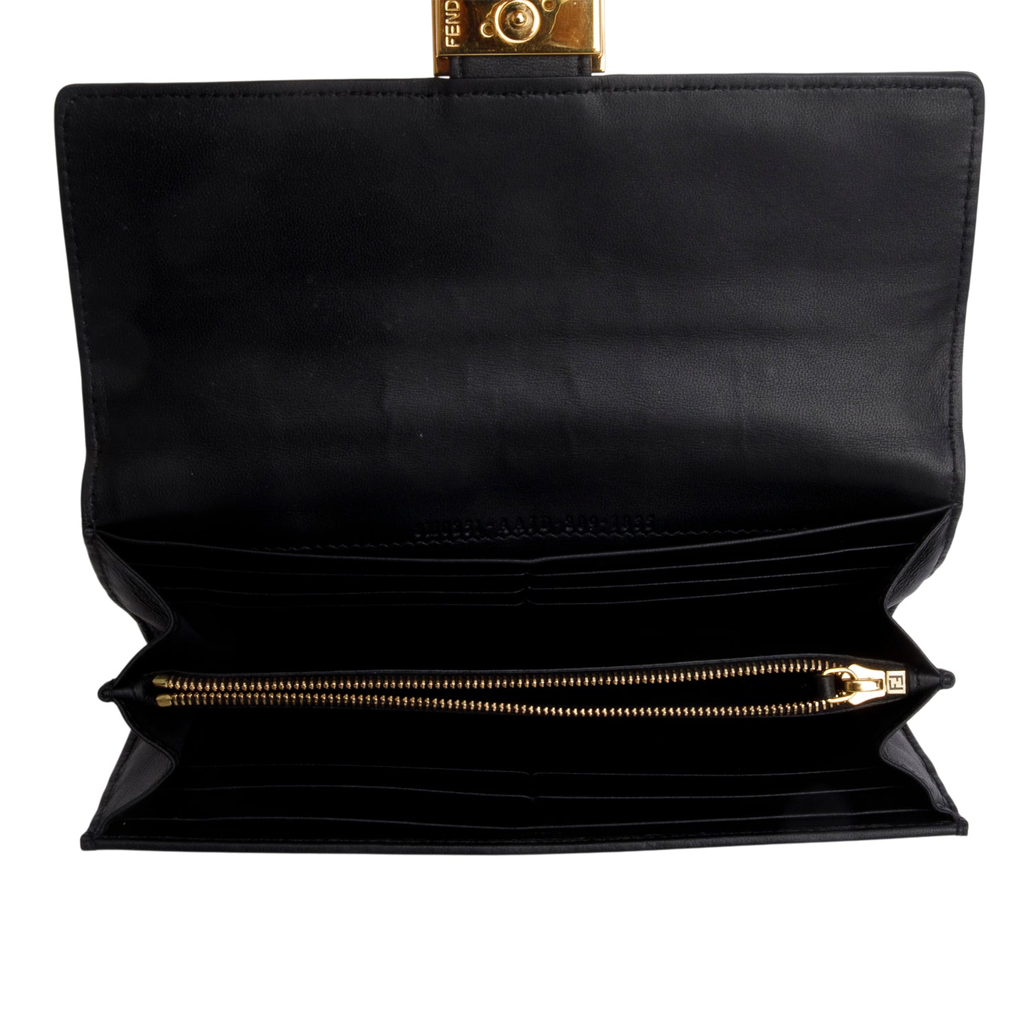 Fendi Black Nappa Mattisse FF Embossed Continental Wallet w/ Box