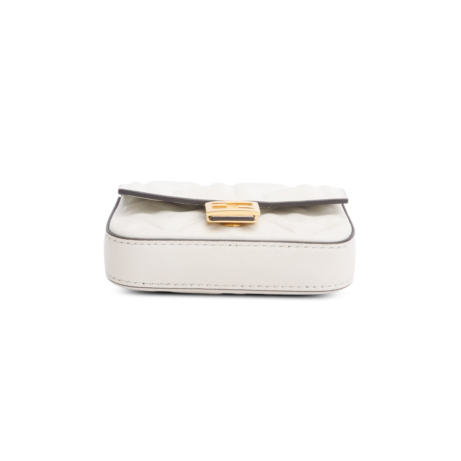 Fendi White Nappa Matisse FF Embossed Nano Baguette Charm w/ Box & Chain