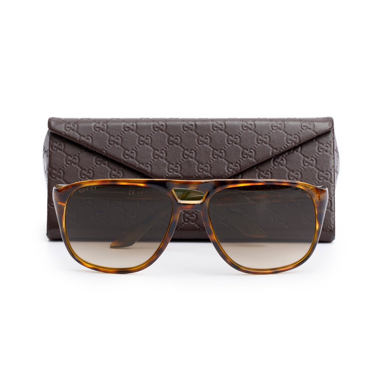 Gucci GG1018/S Tortoise Web Aviator Sunglasses w/ Case