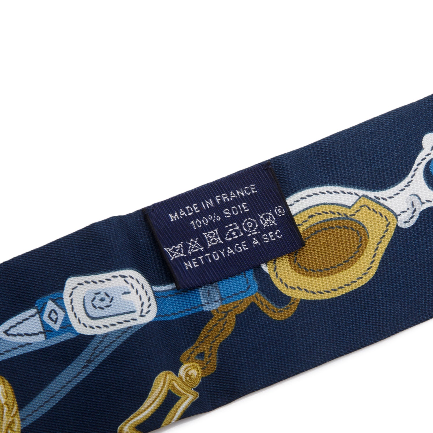 Hermes Navy Multicolor 'Brides de Gala' Silk Twilly
