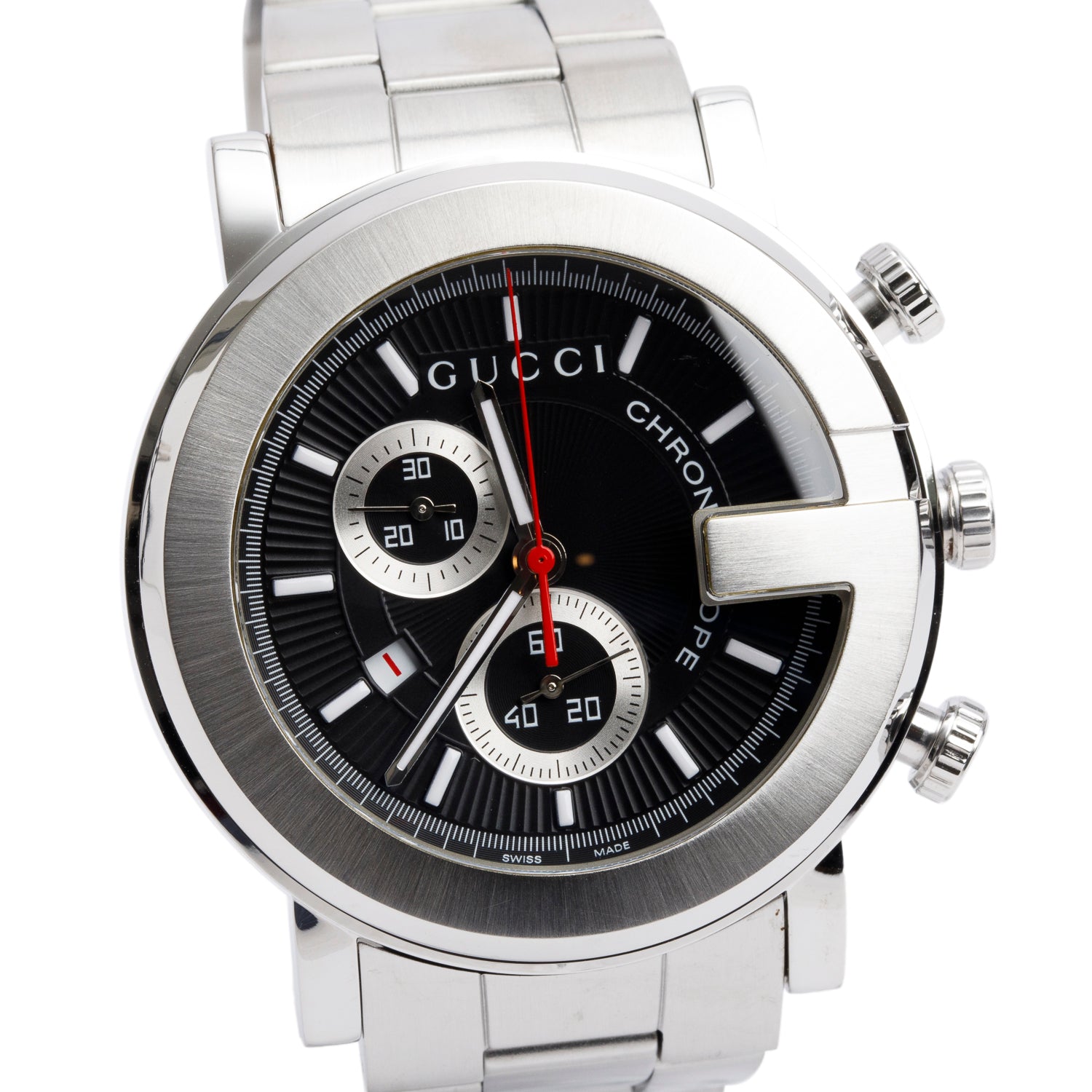 Gucci Stainless Steel G-Chrono 44 MM Watch Quartz Watch Black Dial YA101309 w/ Box & Papers