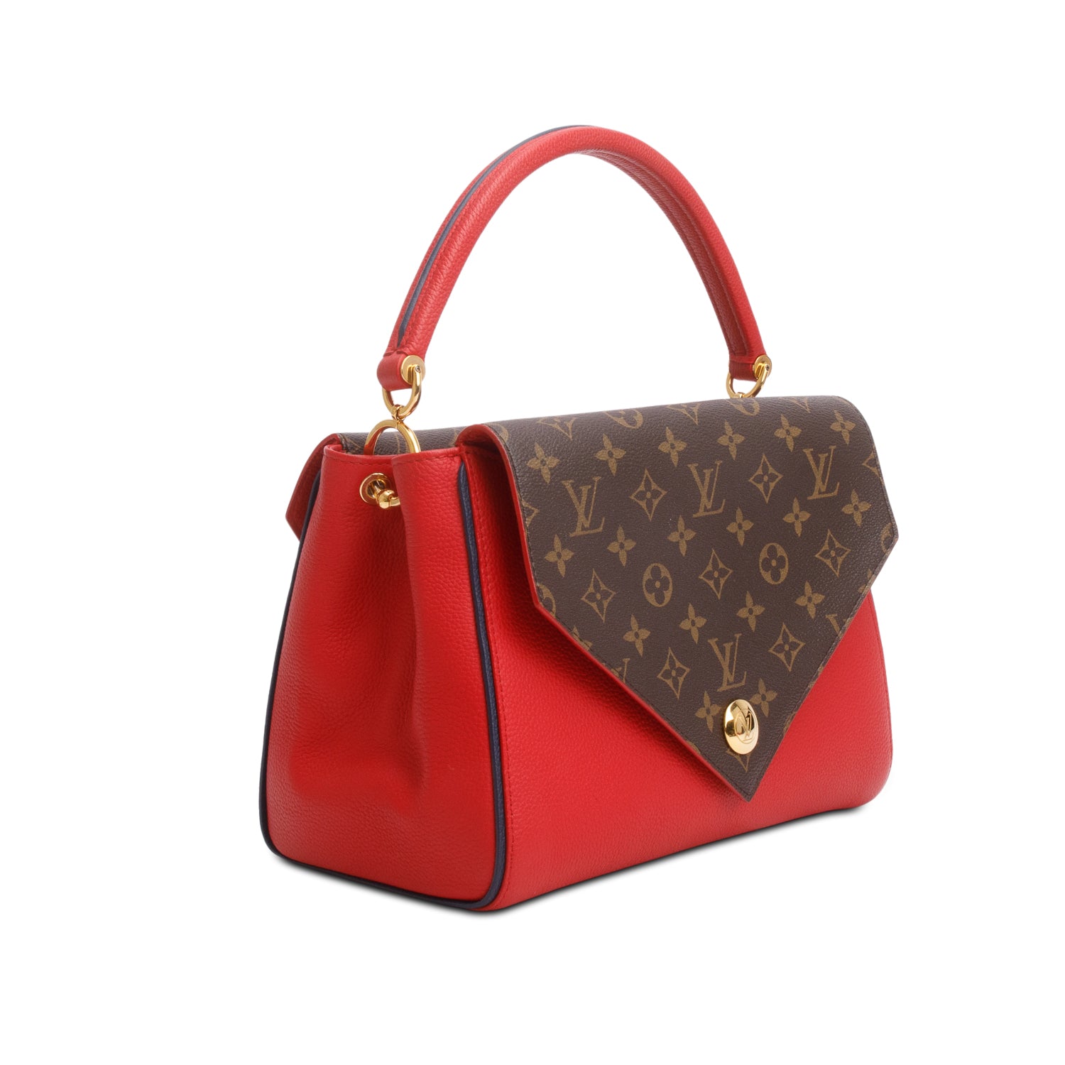 Louis Vuitton Monogram Red Leather Double V Bag w/ Strap