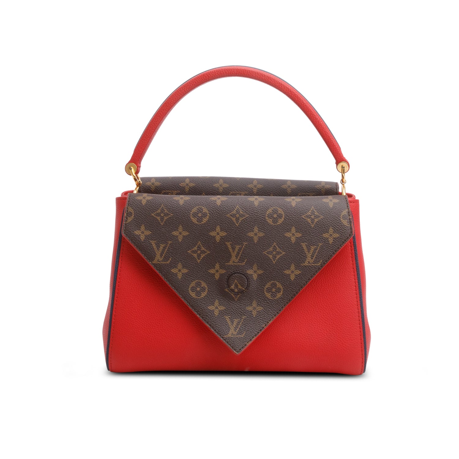 Louis Vuitton Monogram Red Leather Double V Bag w/ Strap