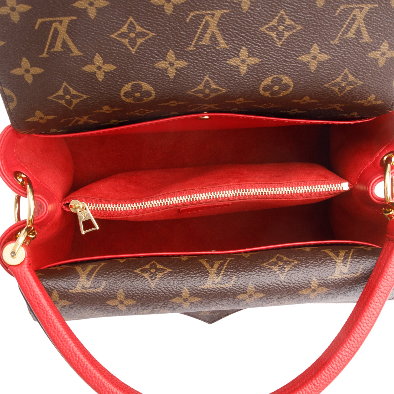 Louis Vuitton Monogram Red Leather Double V Bag w/ Strap