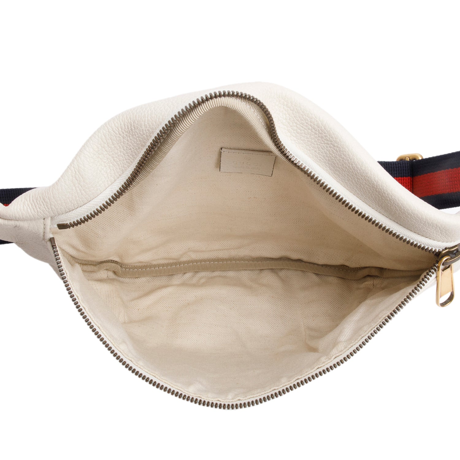 Gucci White Logo Print Calfskin Leather Large Belt Bag