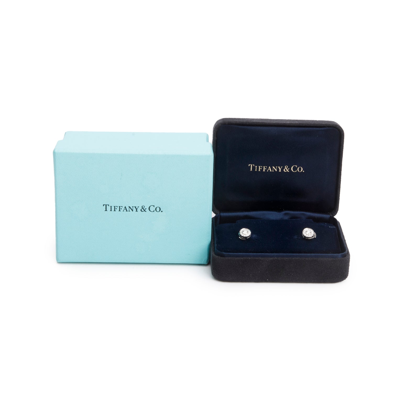 Tiffany & Co. Platinum Diamond Circlet Stud Earrings w/ Box