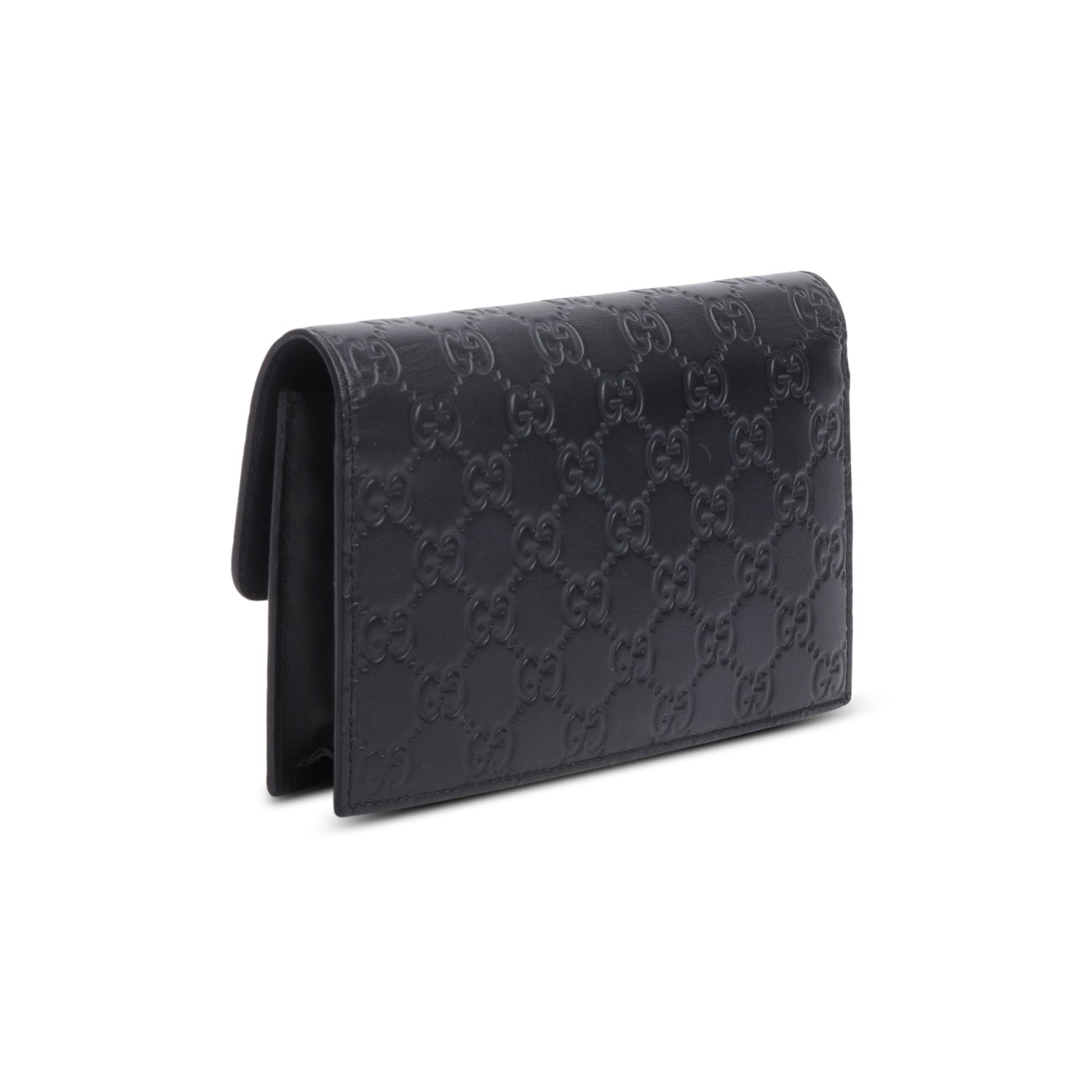 Gucci Black Guccissima Leather Interlocking G Icon Signature Wallet on Chain