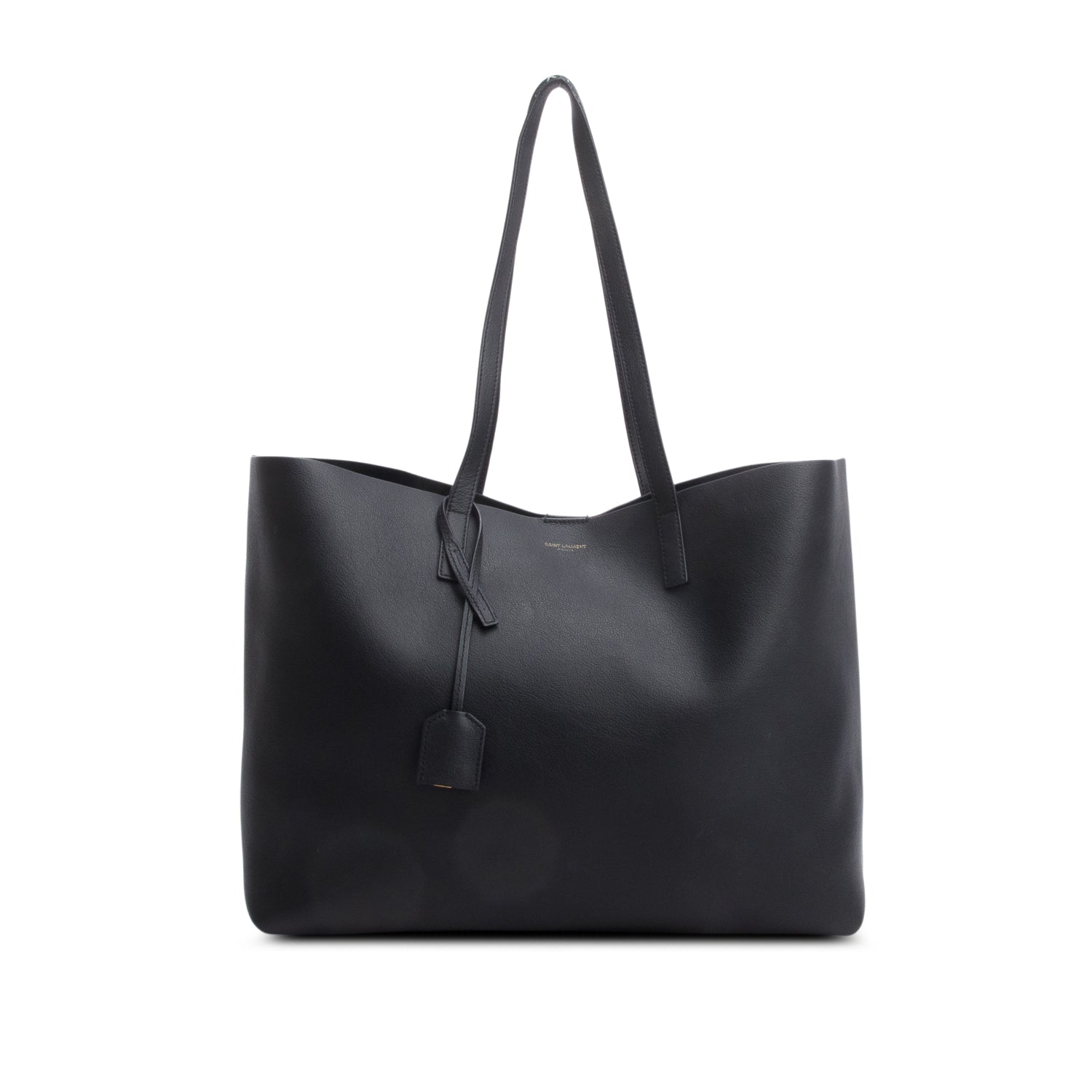 Saint Laurent Black Leather East/West Shopping Tote w/ Pouch