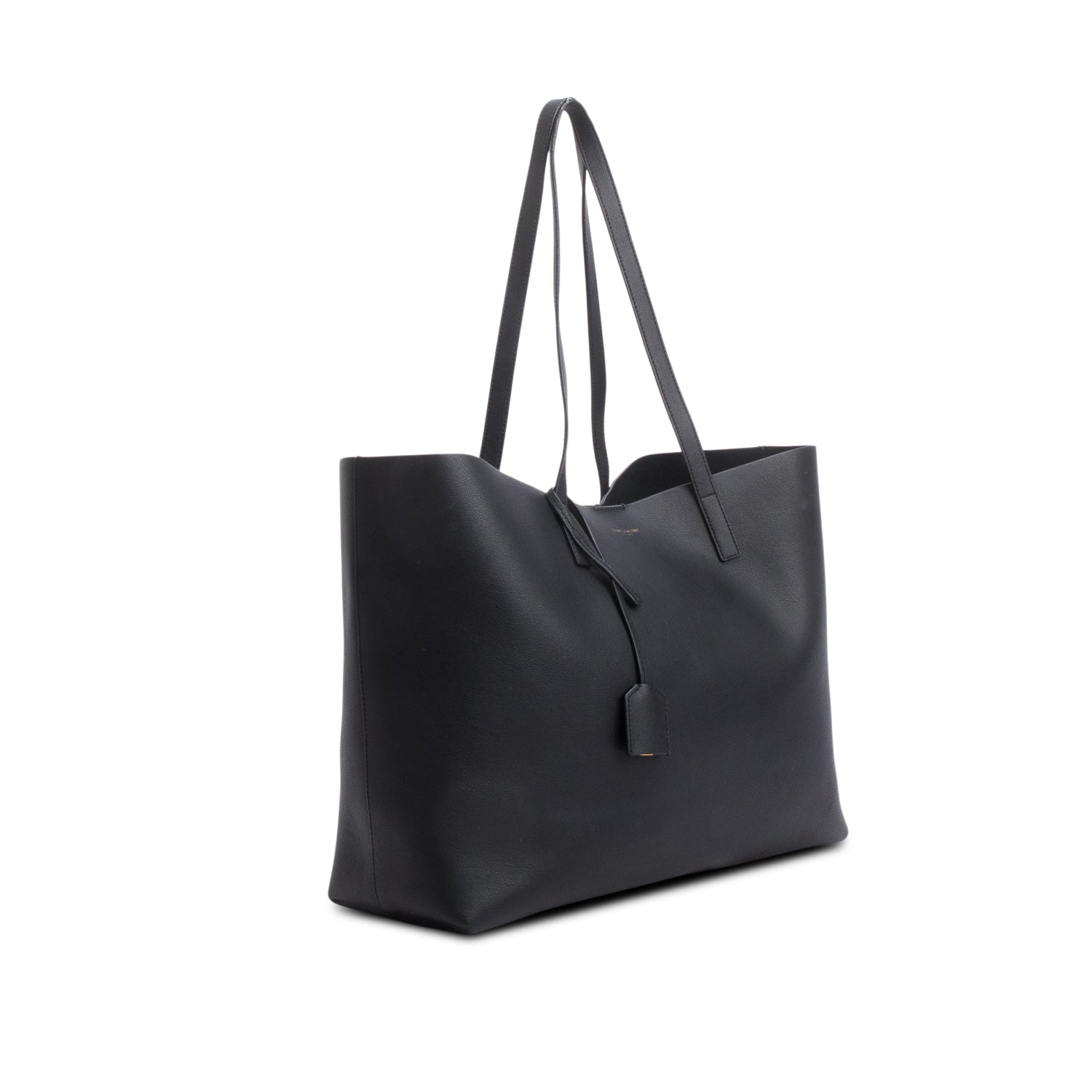 Saint Laurent Black Leather East/West Shopping Tote w/ Pouch