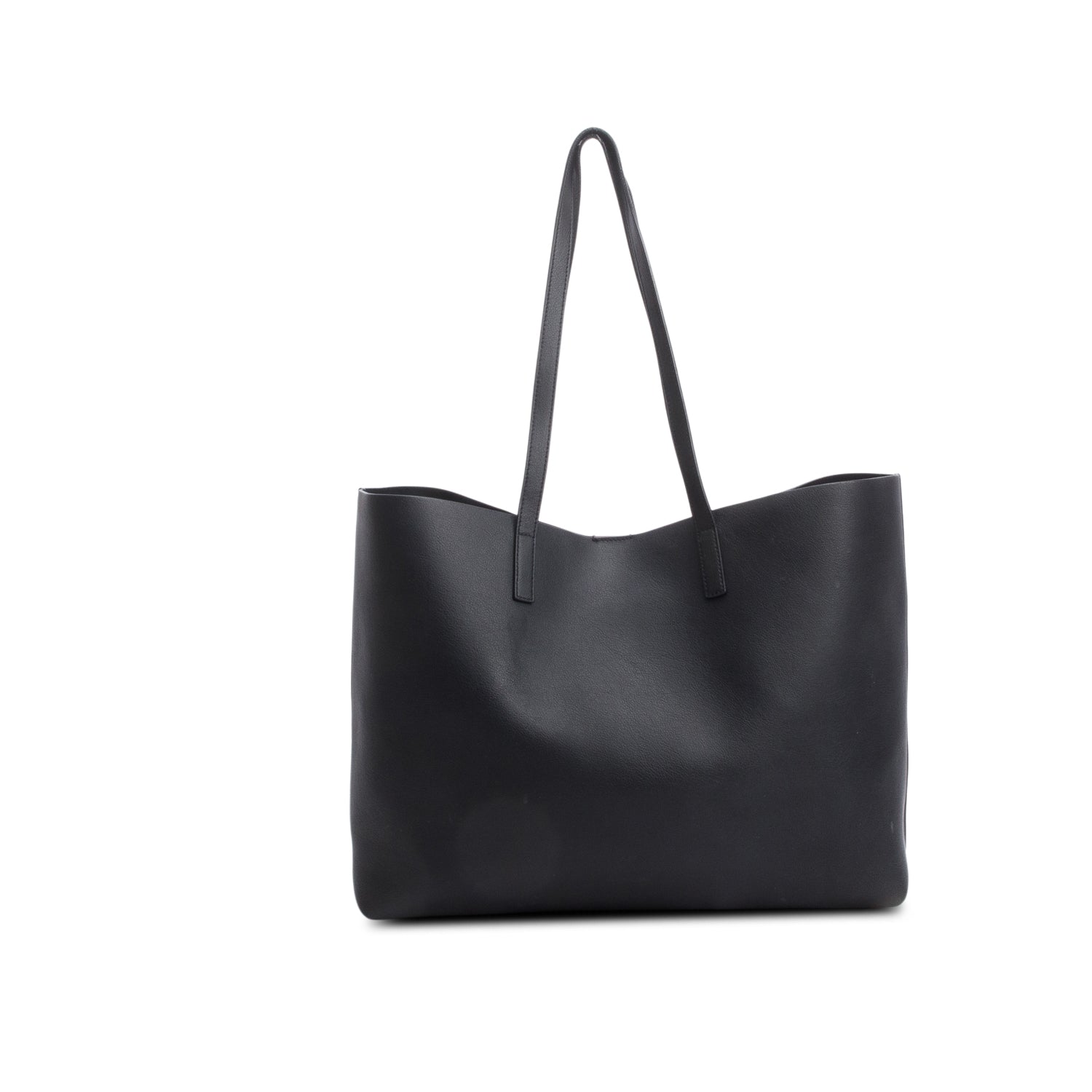 Saint Laurent Black Leather East/West Shopping Tote w/ Pouch