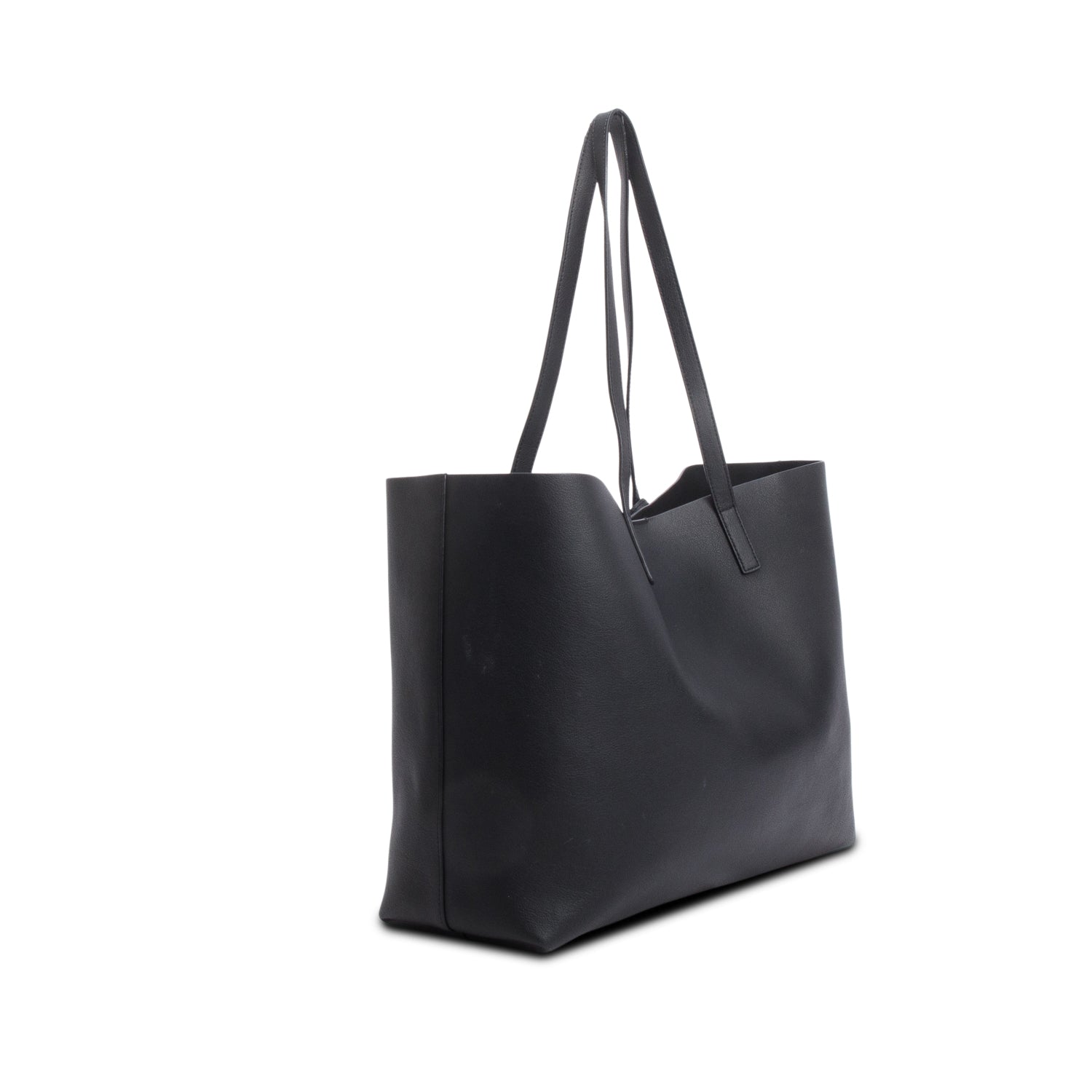 Saint Laurent Black Leather East/West Shopping Tote w/ Pouch