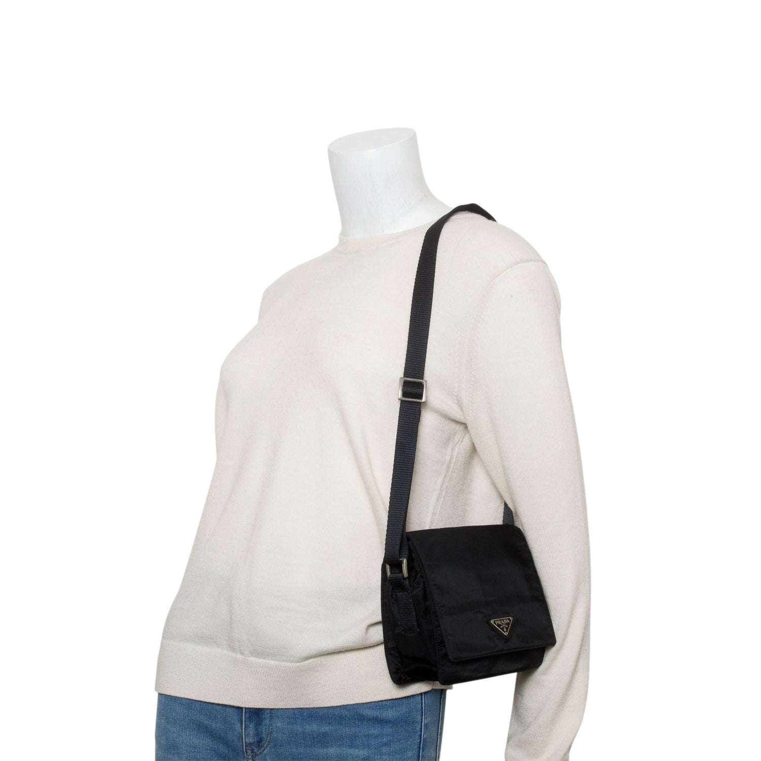 Prada Black Tessuto Nylon Saffiano Crossbody Bag