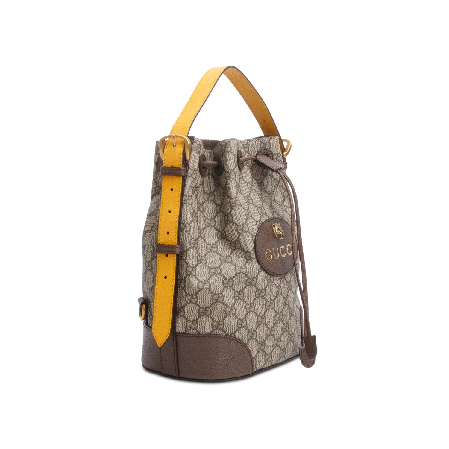 Gucci GG Supreme Monogram Neo Vintage Drawstring Bucket Backpack w/ Straps