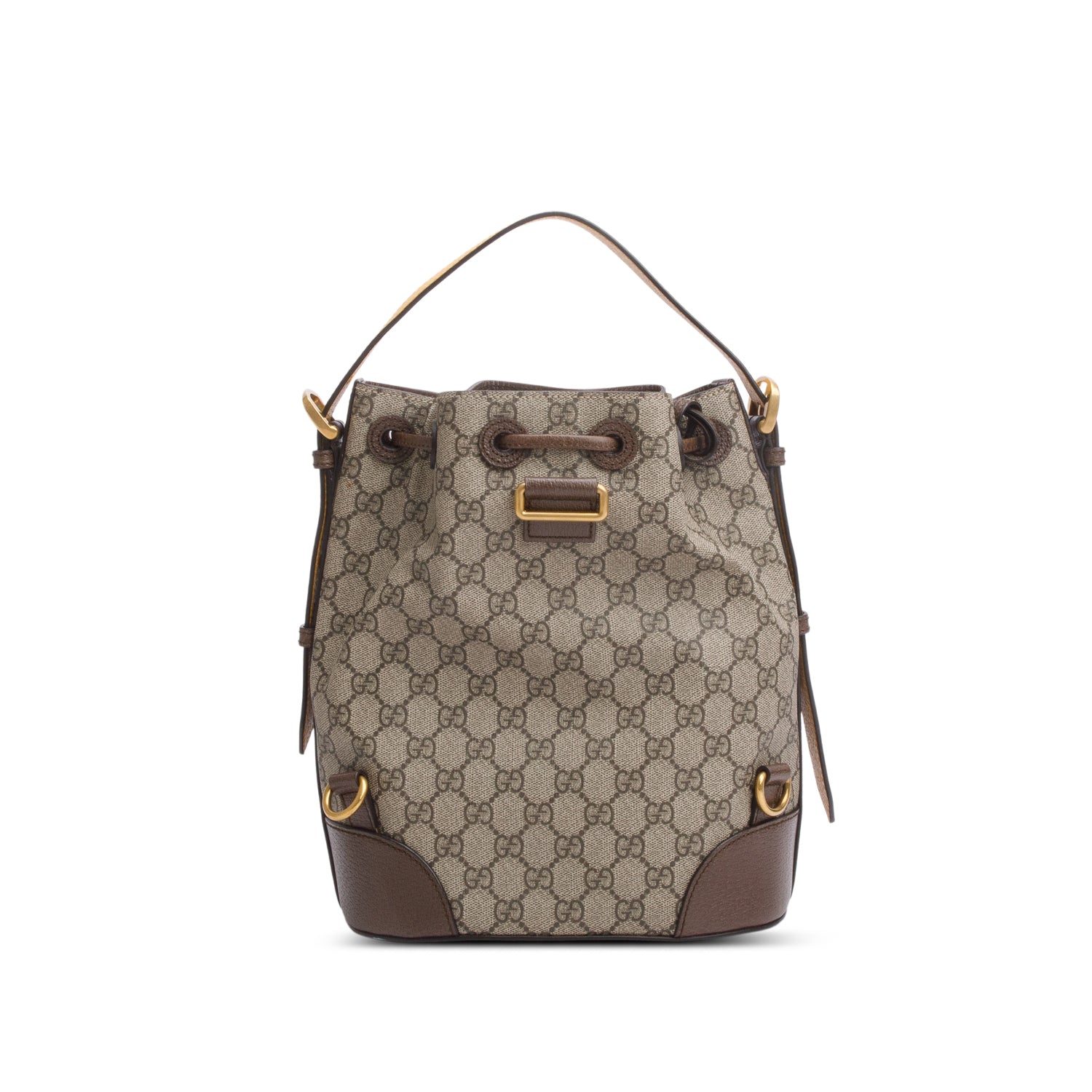 Gucci GG Supreme Monogram Neo Vintage Drawstring Bucket Backpack w/ Straps