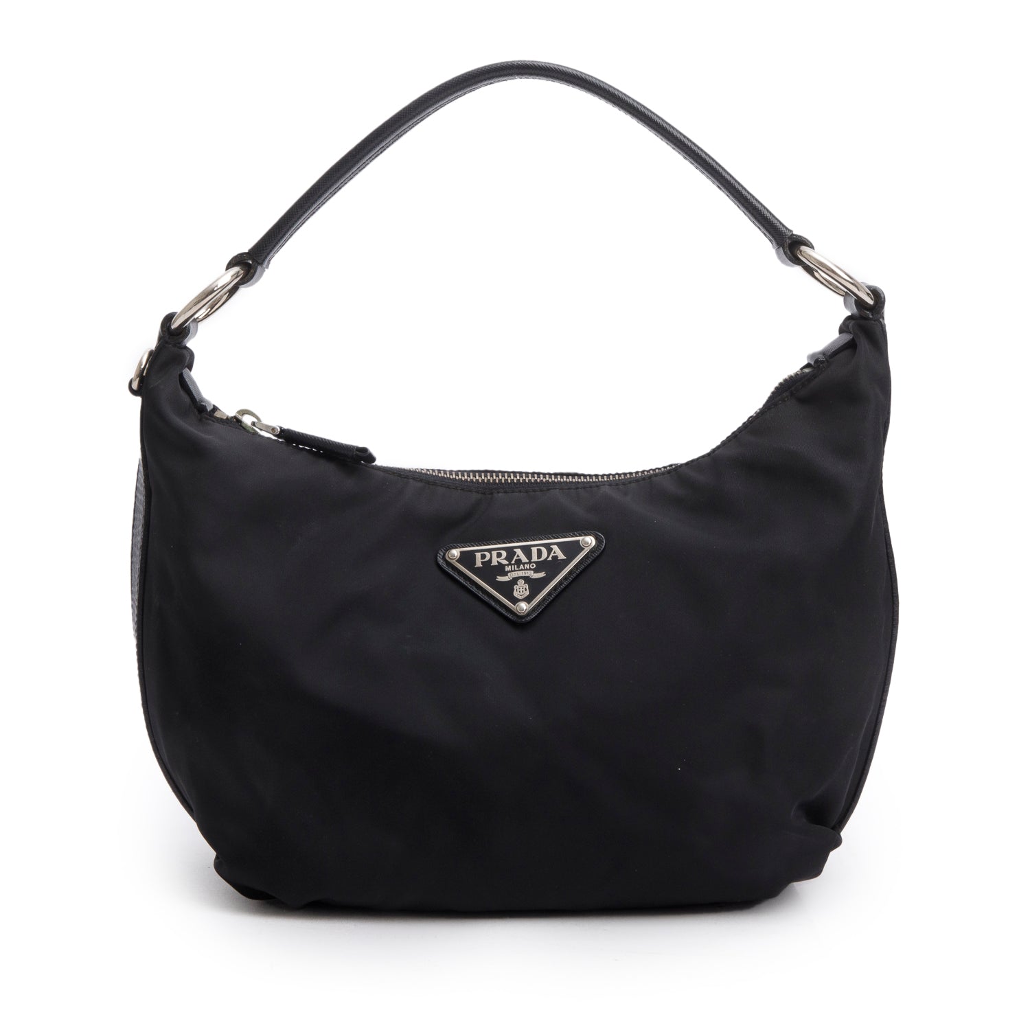 Prada Black Tessuto Nylon Saffiano Leather Shoulder Bag w/ Authenticity Card