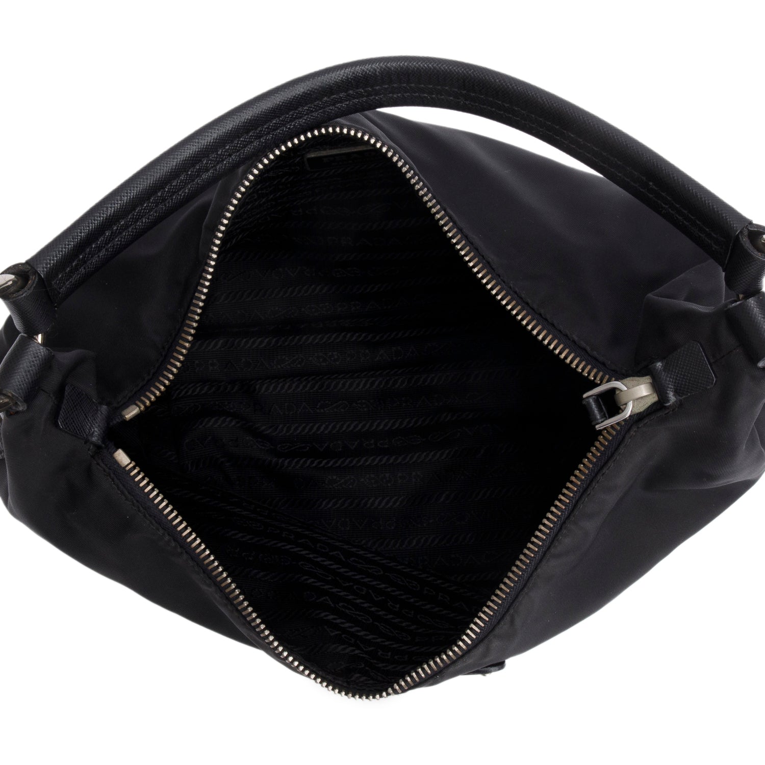 Prada Black Tessuto Nylon Saffiano Leather Shoulder Bag w/ Authenticity Card