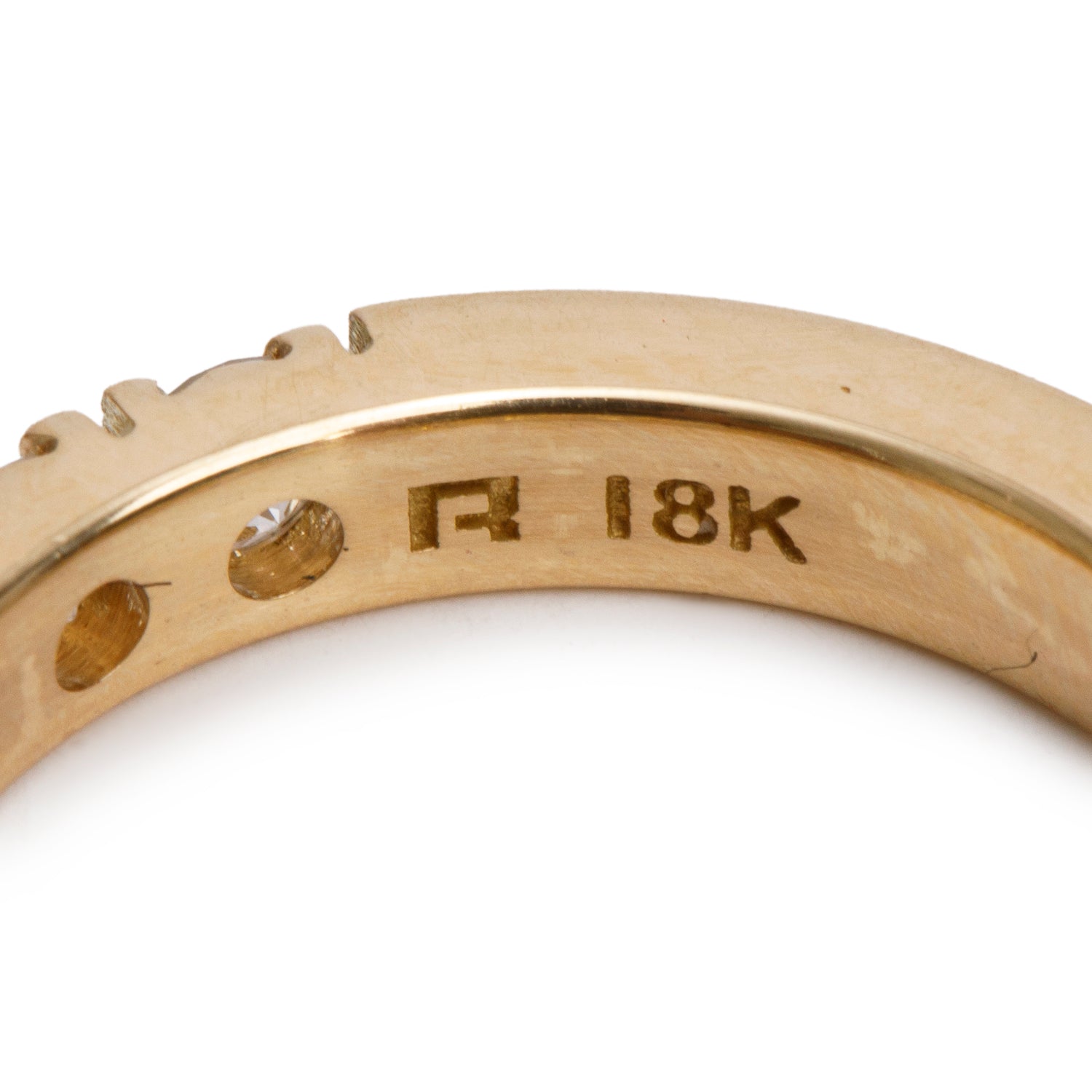 18k Yellow Gold Diamond Half Eternity Band Ring, Size 4.5