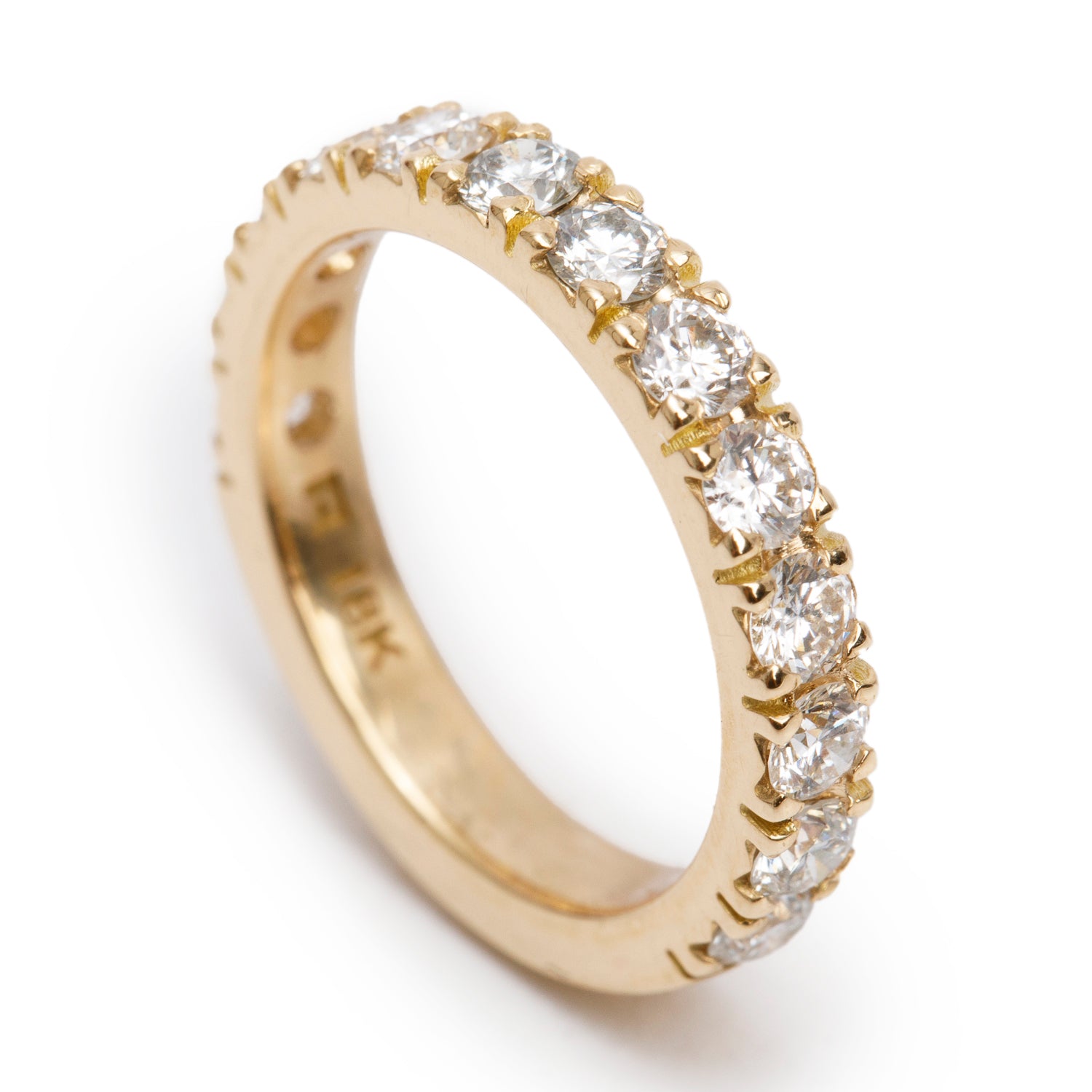 18k Yellow Gold Diamond Half Eternity Band Ring, Size 4.5