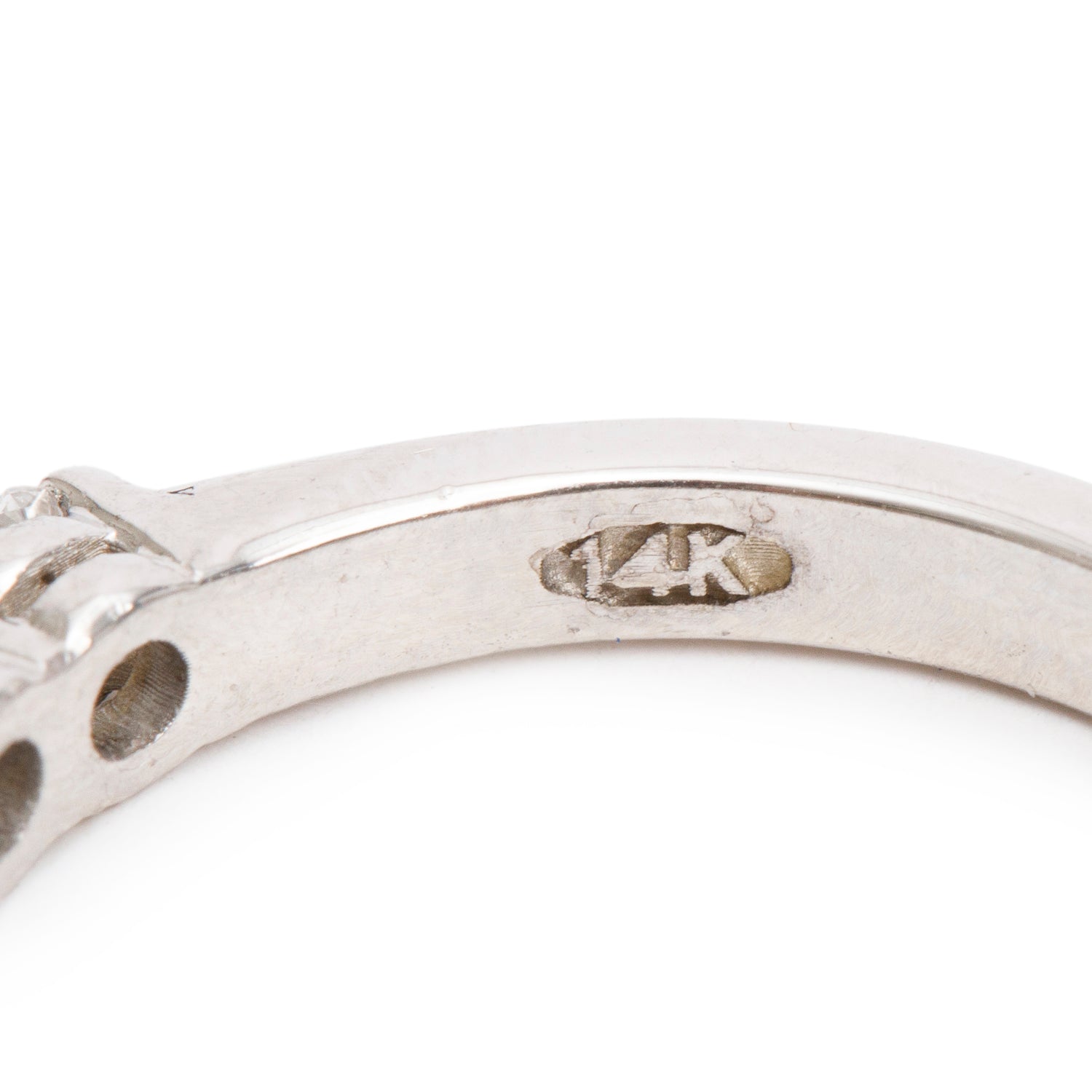 14k White Gold Diamond Half Eternity Wedding Band Ring, Size 6.75