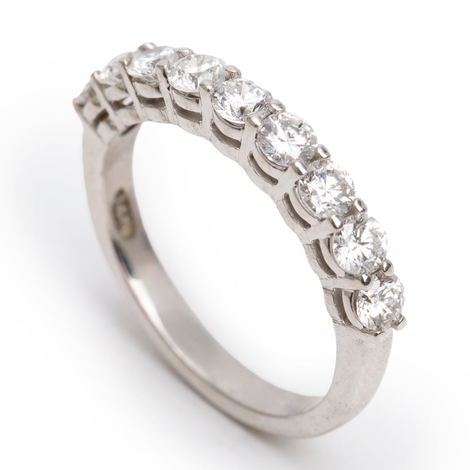 14k White Gold Diamond Half Eternity Wedding Band Ring, Size 6.75