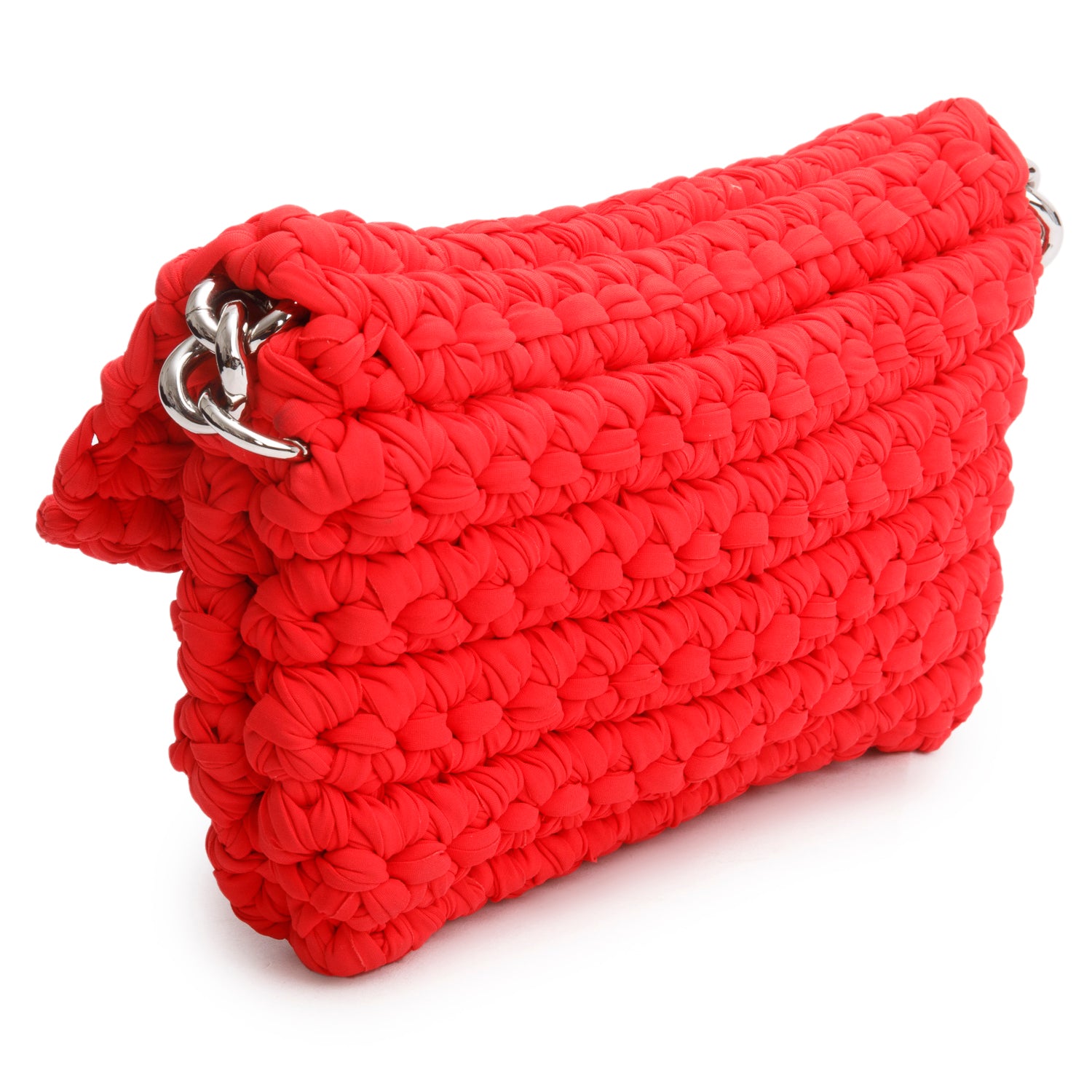 Chanel Red Fancy Crochet Single Flap Bag