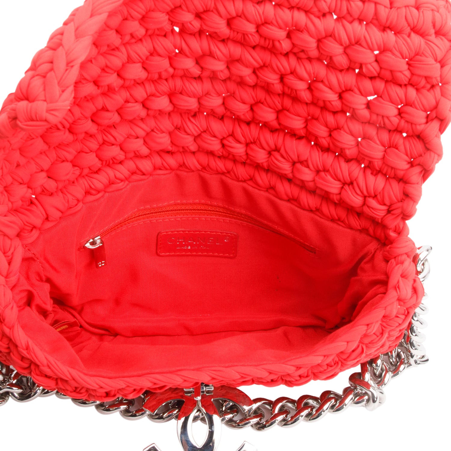 Chanel Red Fancy Crochet Single Flap Bag