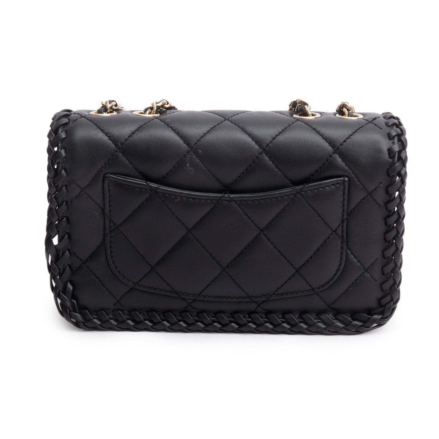 Chanel Black Lambskin Quilted Small Whipstitch Flap Bag