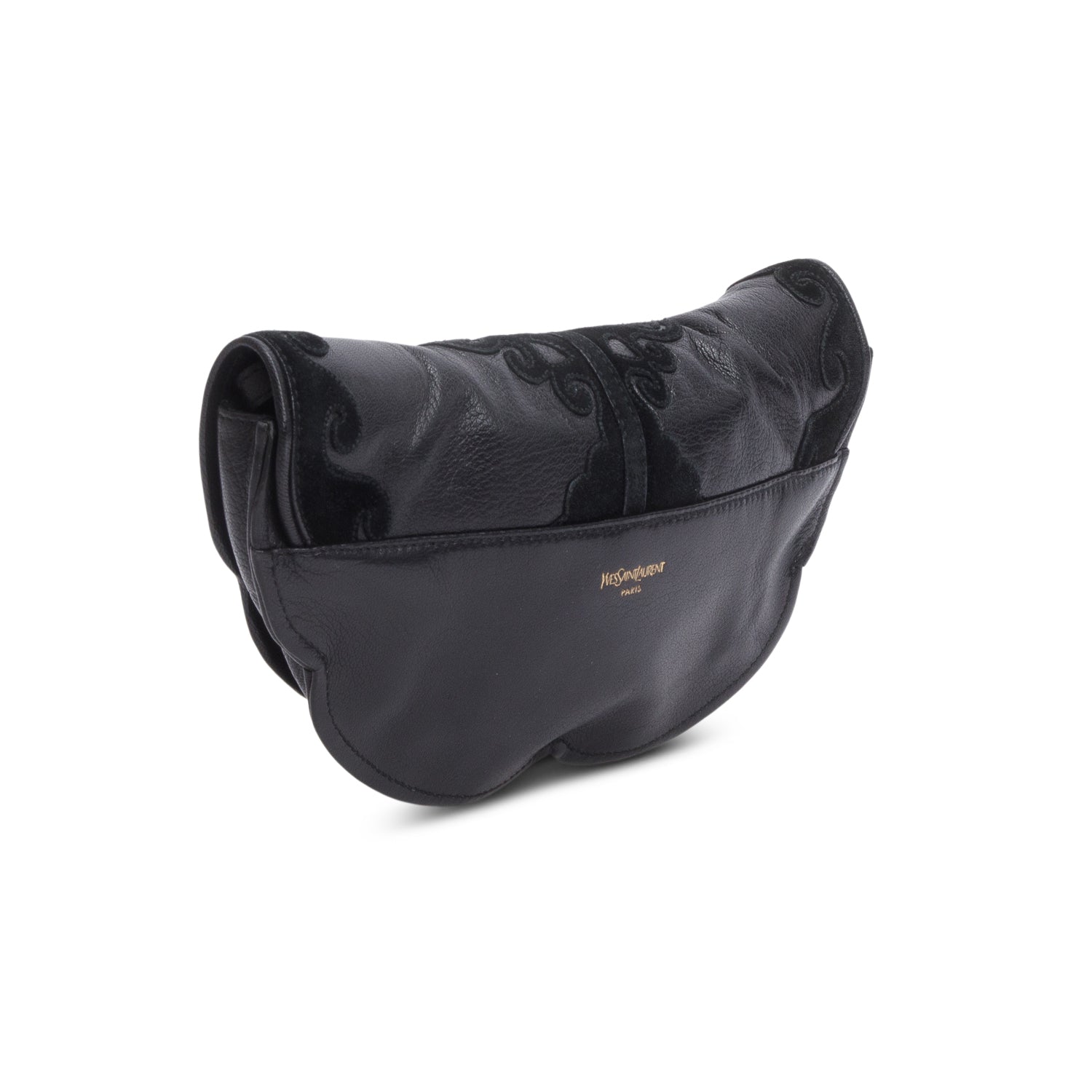 Saint Laurent Vintage Black Leather Suede Rive Gauche Shoulder Bag