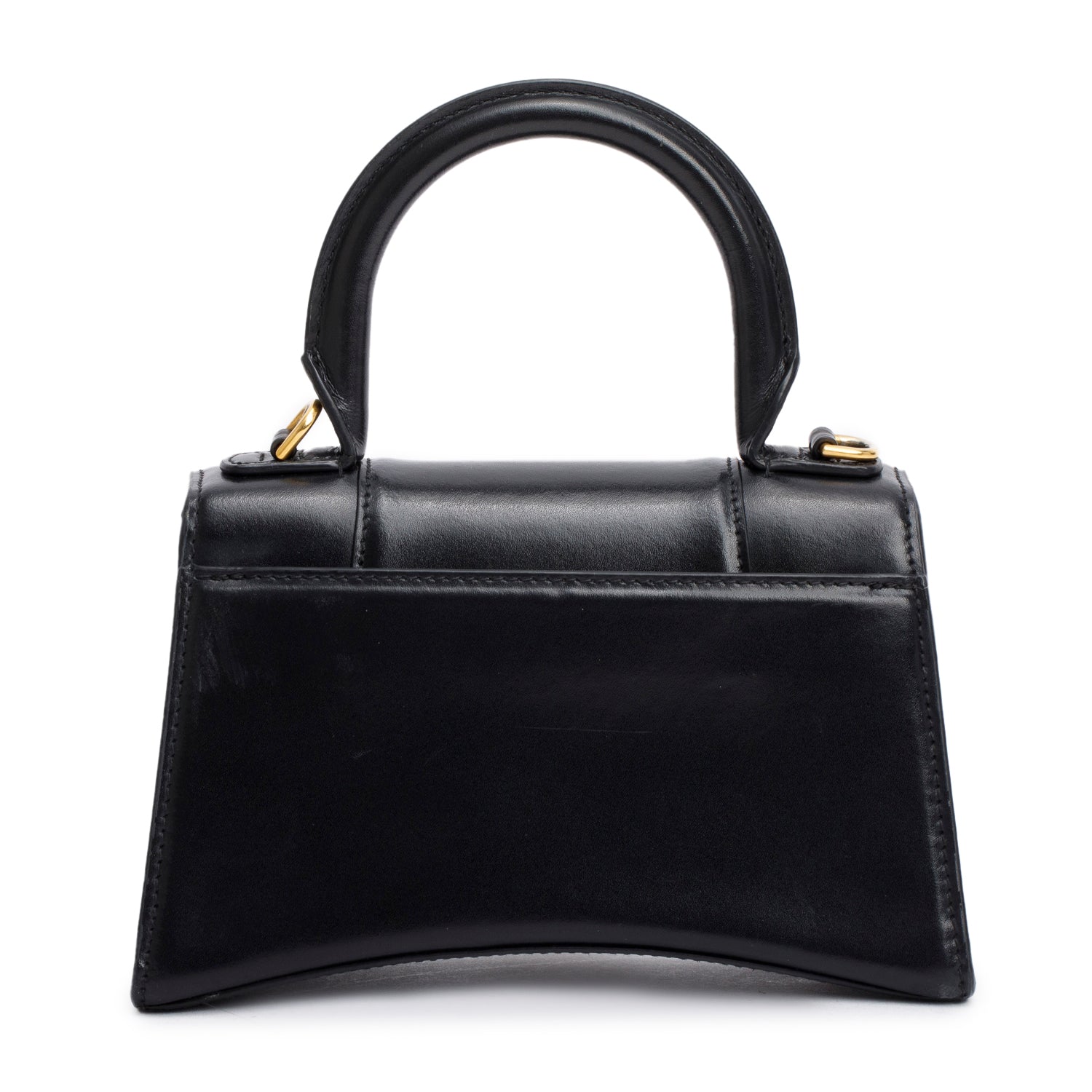 Balenciaga Black Leather XS Hourglass Top Handle Bag w/ Strap