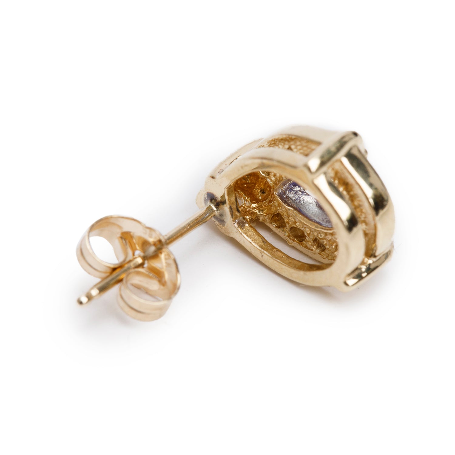 14k Yellow Gold Tanzanite & Diamond Stud Earrings