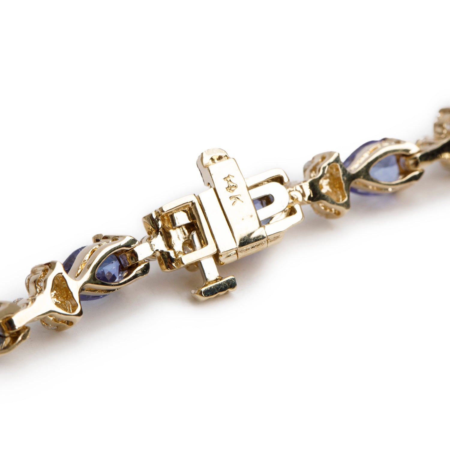 14k Yellow Gold Tanzanite & Diamond Link Bracelet