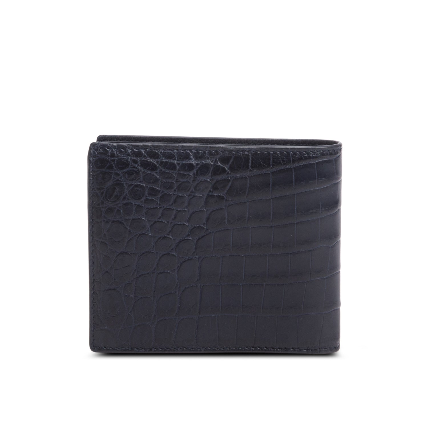 Bottega Veneta Black Croc Embossed Bi-Fold Wallet