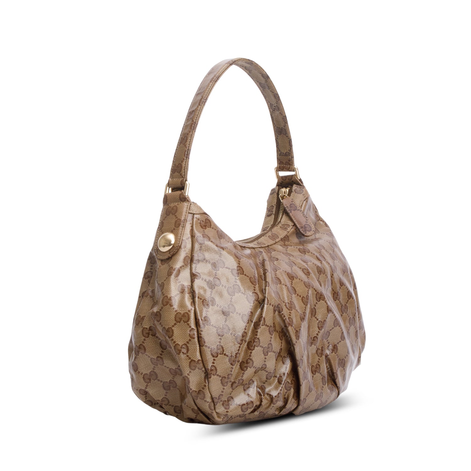 Gucci Crystal GG Coated Canvas Horsebit Hobo