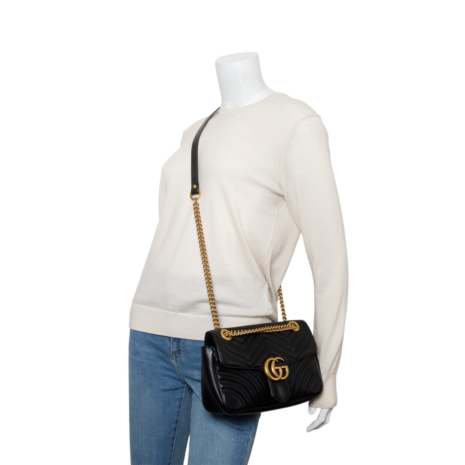 Gucci Black GG Marmont Matelasse Medium Shoulder Bag