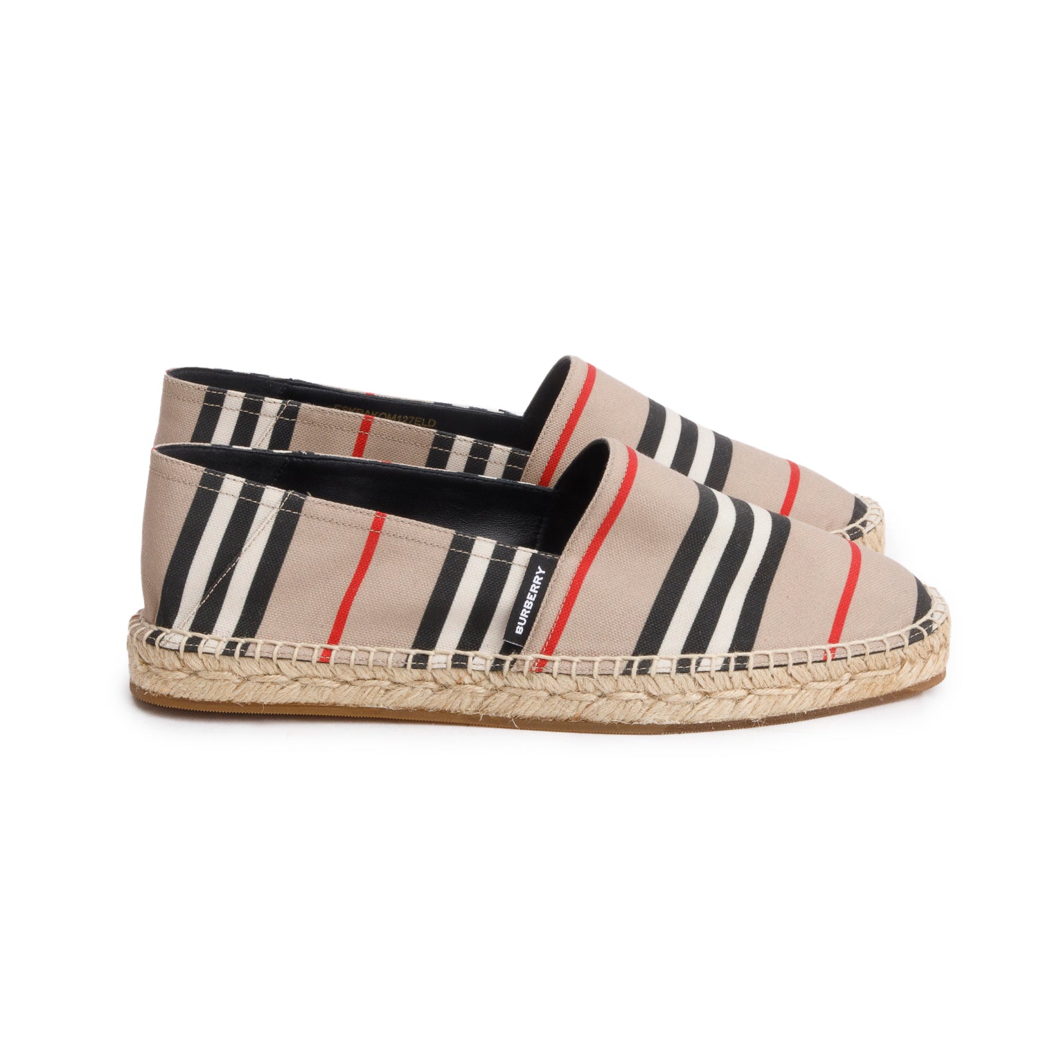 Burberry Beige Check Mews Espadrilles, Size 38 w/ Box