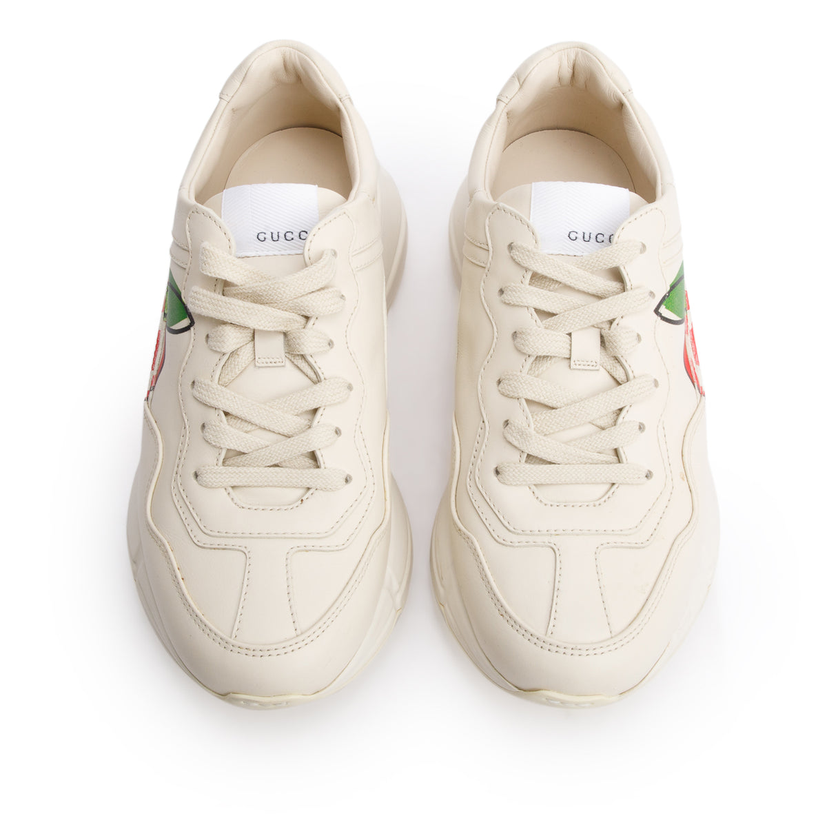 Gucci Beige Leather GG Apple Rhyton Sneakers, Size 37.5 w/ Box – OLIVER'S