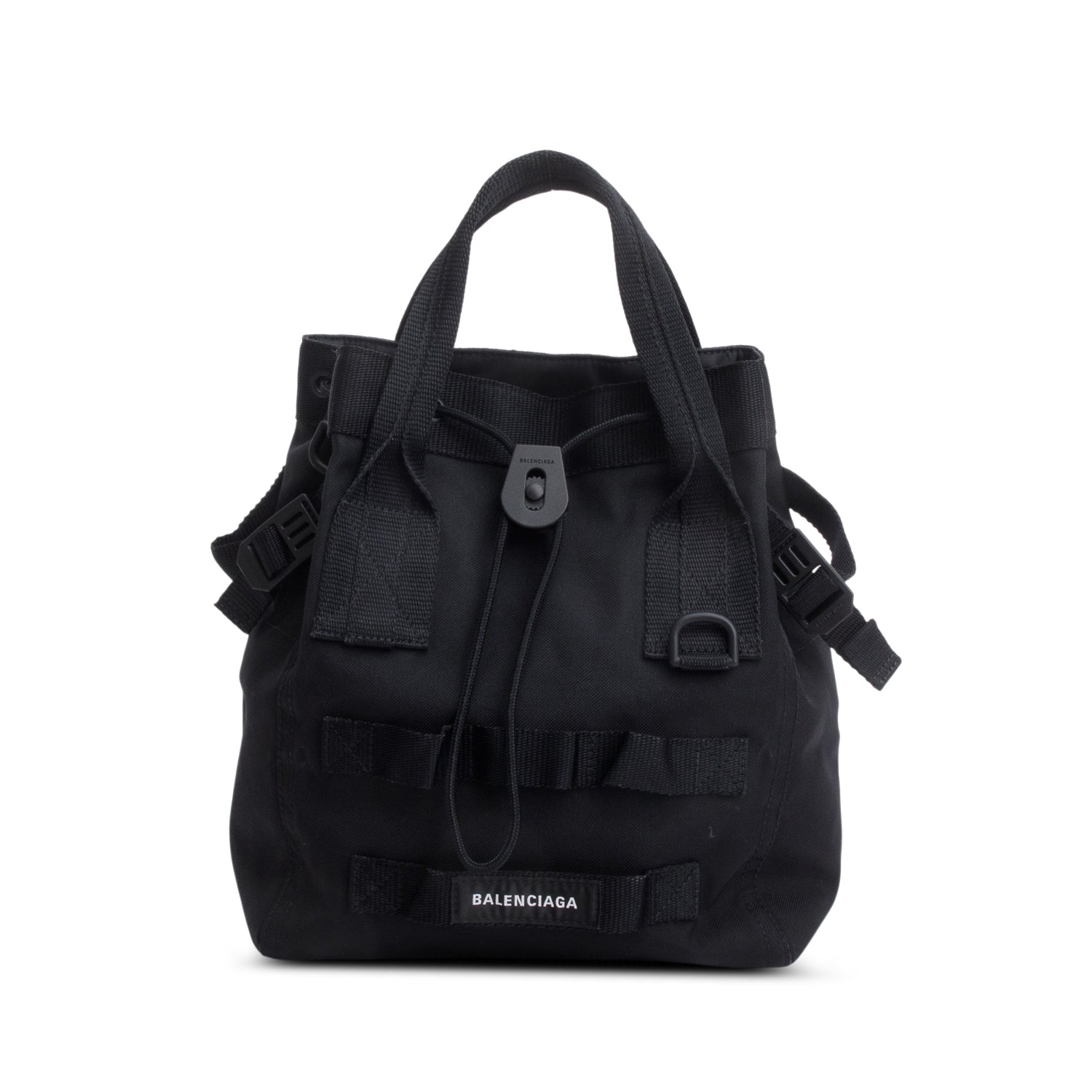 Balenciaga Black Canvas Logo Patch Tote Bag w/ Strap