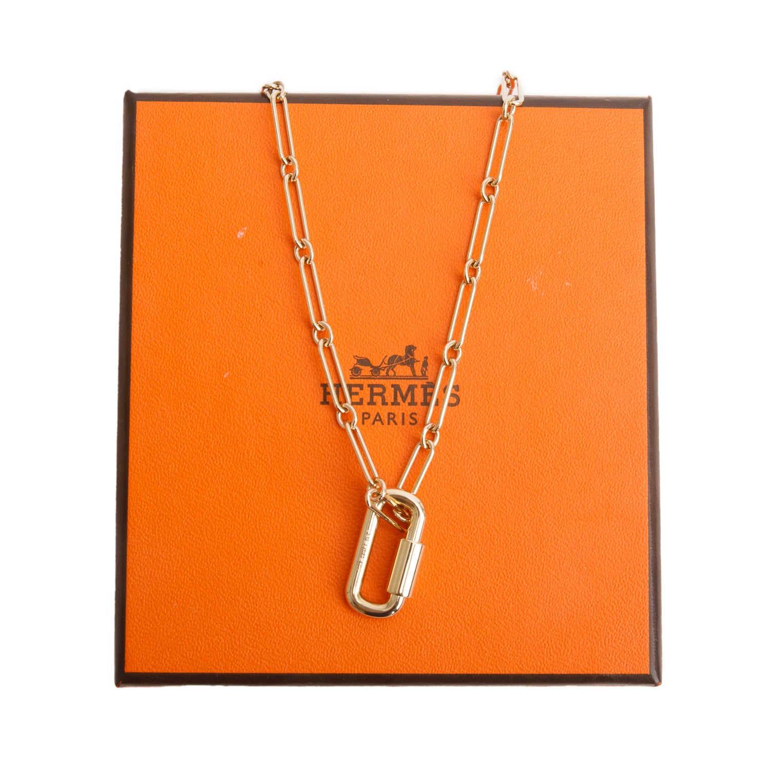 Hermes Gold-Plated Curiosite Long Necklace w/ Box
