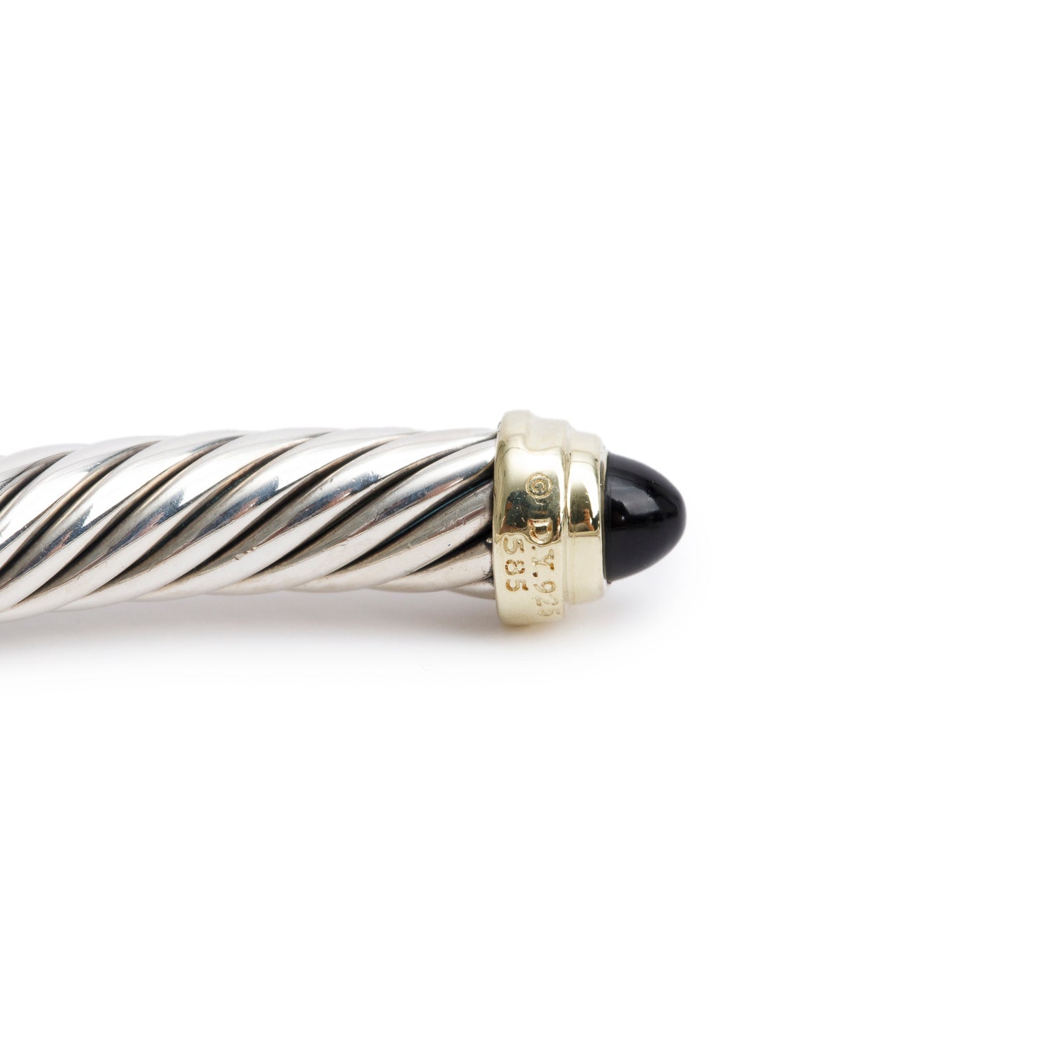 David Yurman Sterling Silver & 14k Yellow Gold 5MM Cable Classics Bracelet with Black Onyx