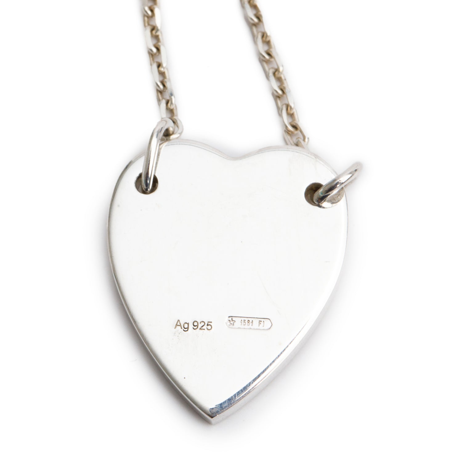 Gucci Sterling Silver Trademark Heart Pendant Necklace