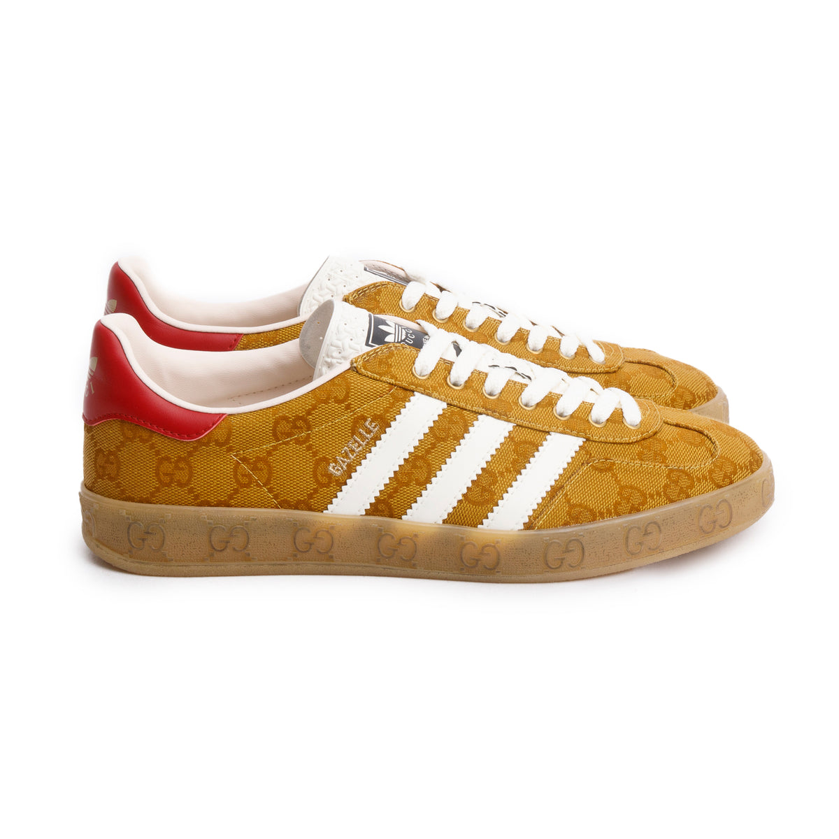 Gucci x Adidas Brown Vintage GG Monogram Gazelle Sneakers, Men's Size 7 w/ Box